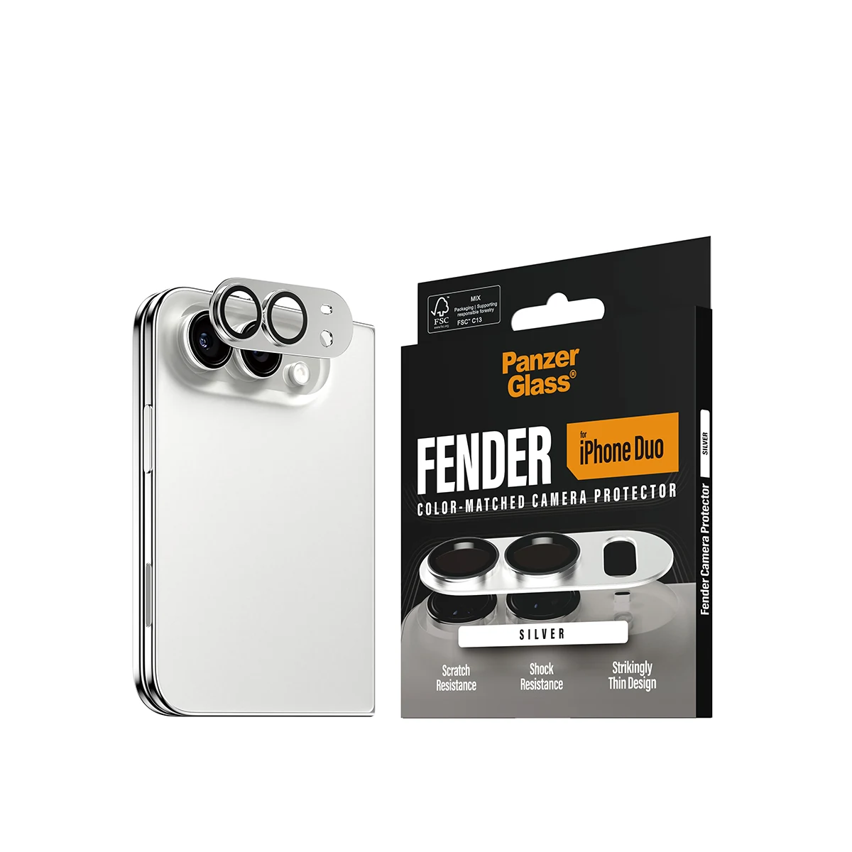 PanzerGlass Fender iPhone Duo kameralencse-védő - ezüst