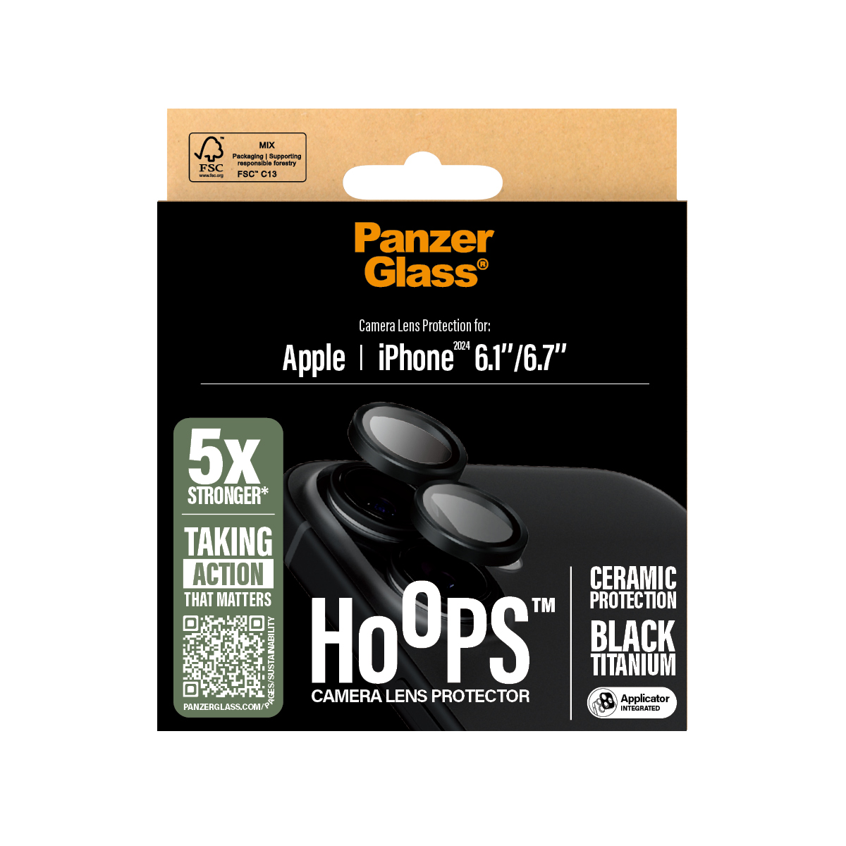 PANZERGLASS Hoops iPhone 16 és iPhone 16 Plus kameralencse-védő - kerámia