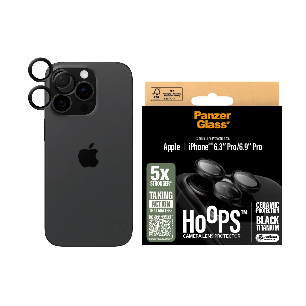 PANZERGLASS Hoops iPhone 16 Pro és iPhone 16 Pro Max kameralencse-védő - kerámia