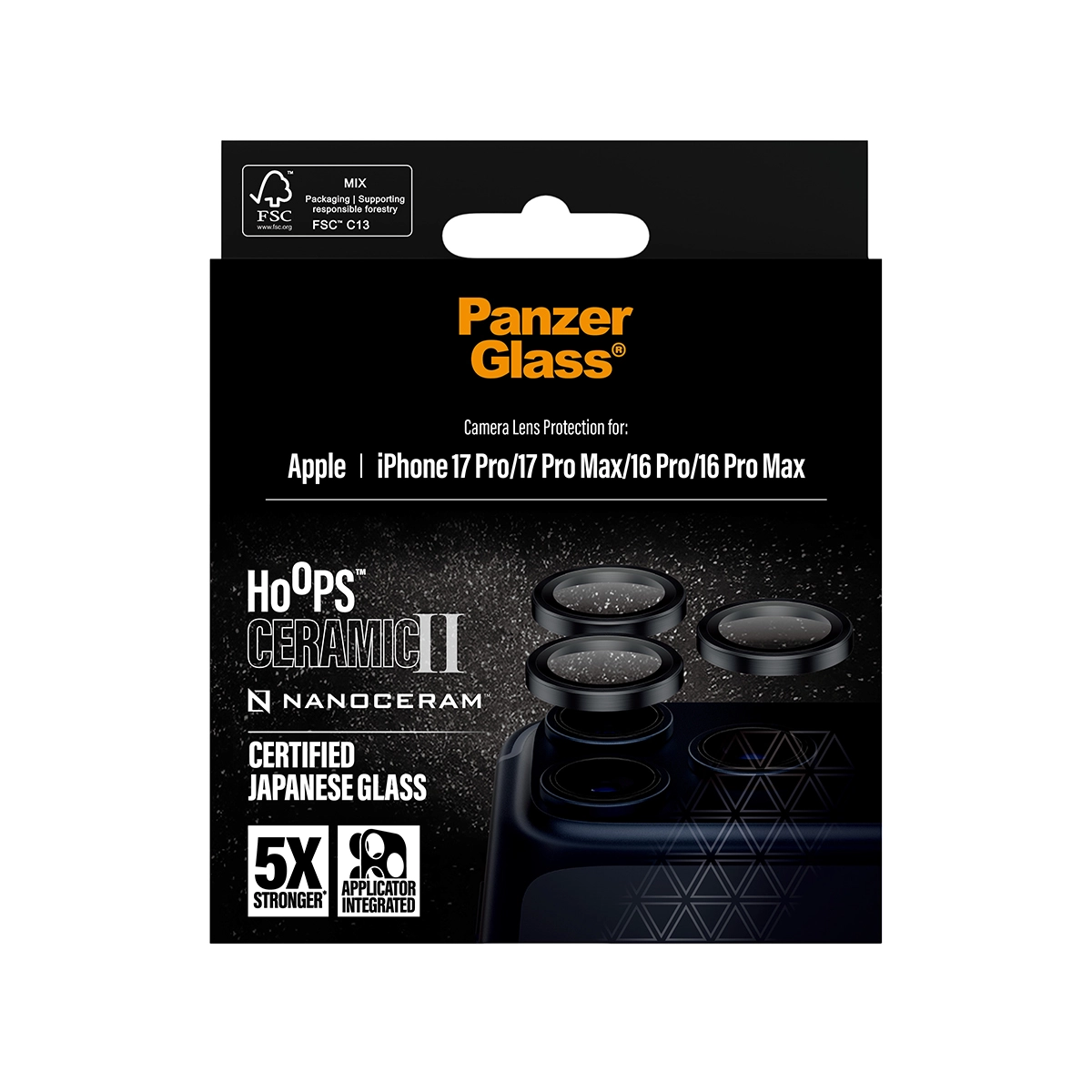 PANZERGLASS Hoops iPhone 16 Pro és Pro Max, iPhone 17 Pro és Pro Max kameralencse-védő - kerámia