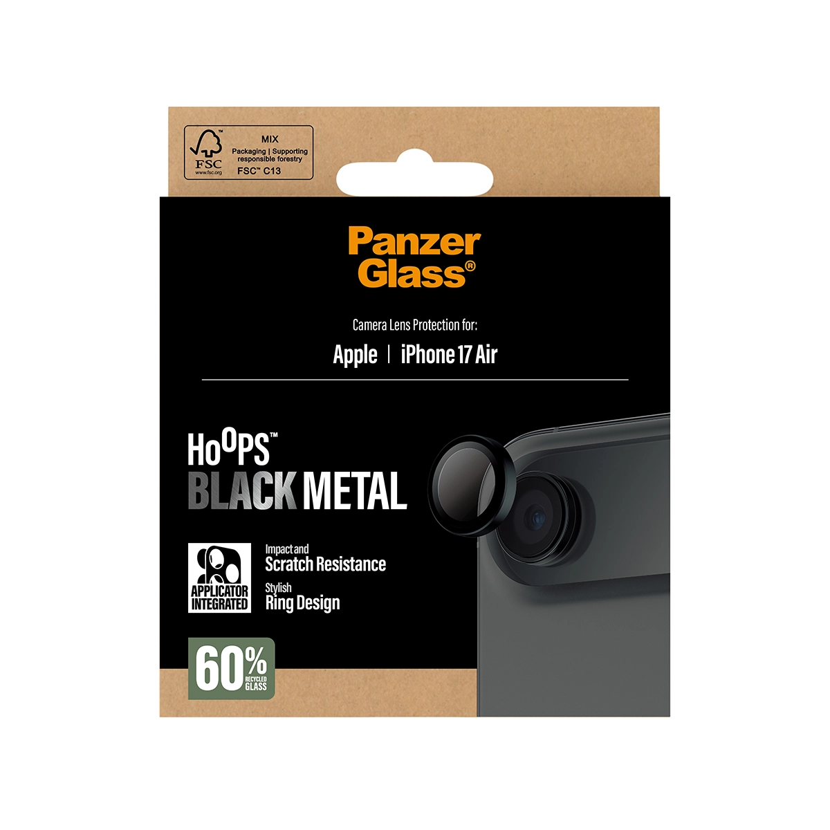 PANZERGLASS Hoops iPhone Air kameralencse-védő - fekete