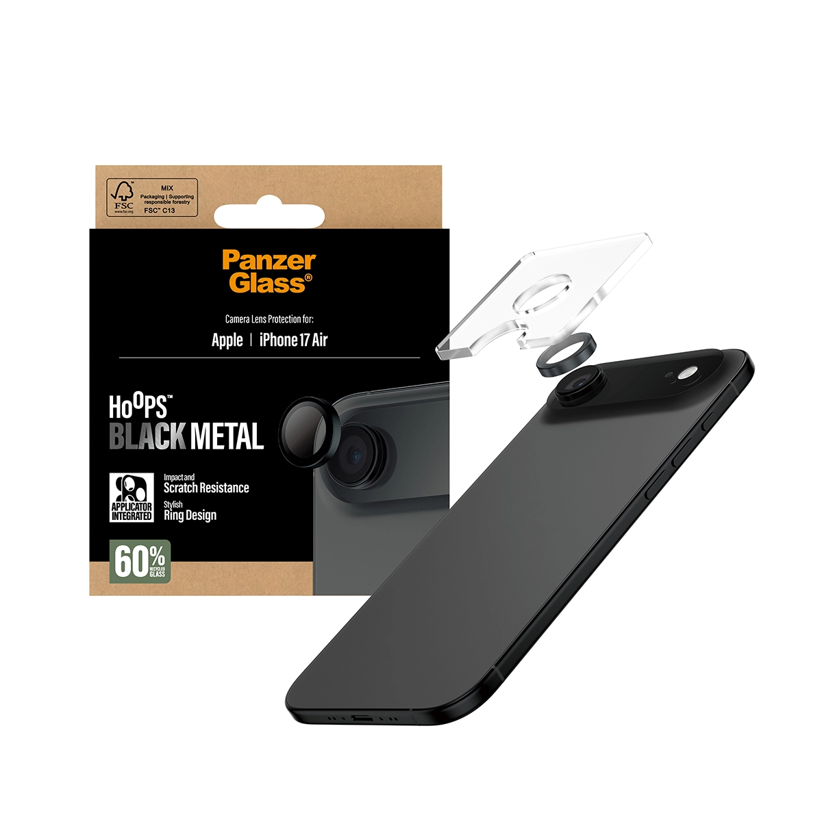 PANZERGLASS Hoops iPhone Air kameralencse-védő - fekete