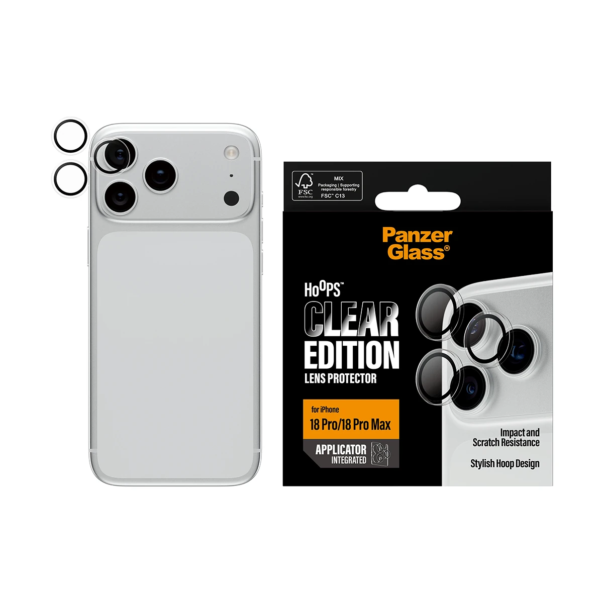 PanzerGlass Hoops iPhone 18 Pro és Pro Max kameralencse-védő - áttetsző
