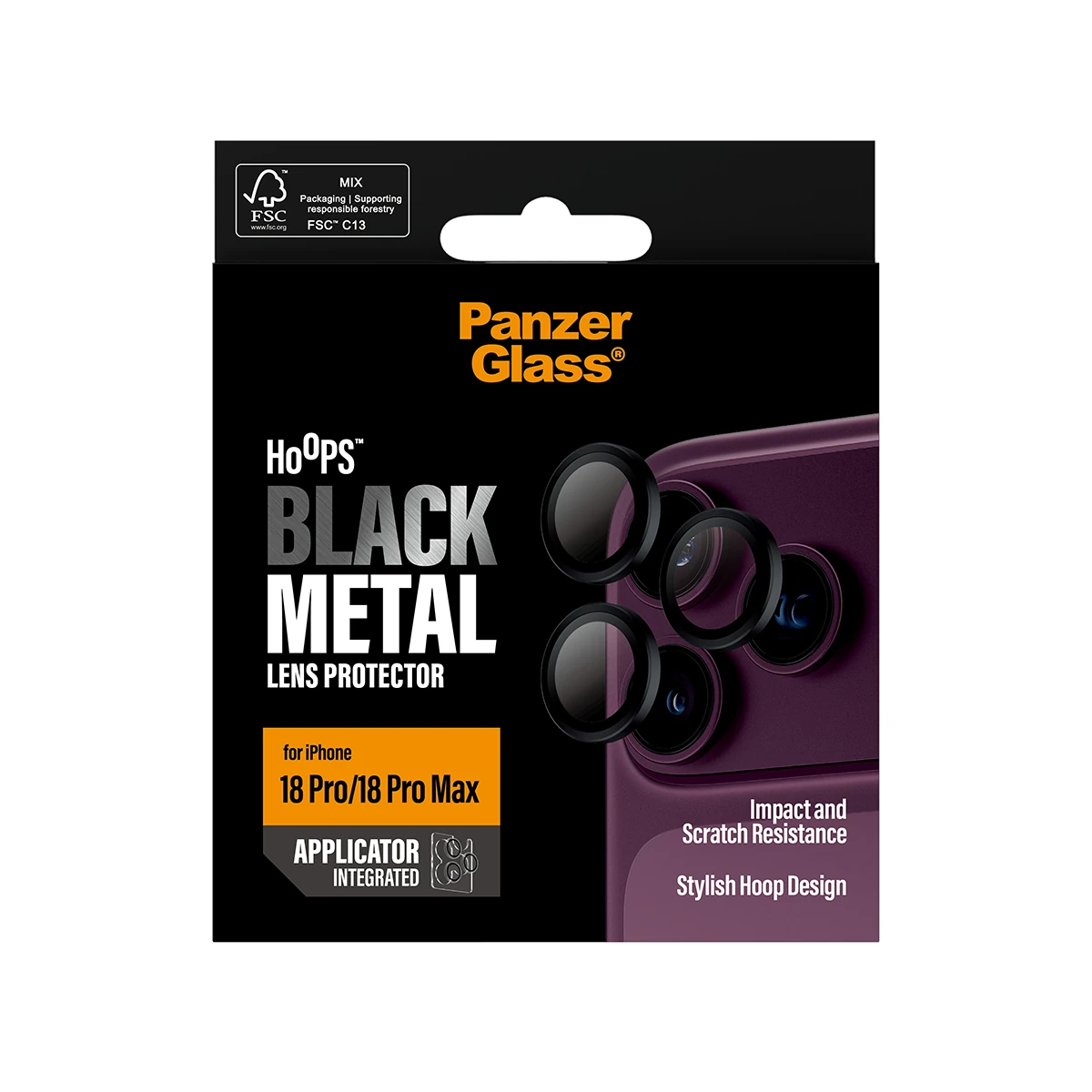 PanzerGlass Hoops iPhone 18 Pro és Pro Max kameralencse-védő - fekete