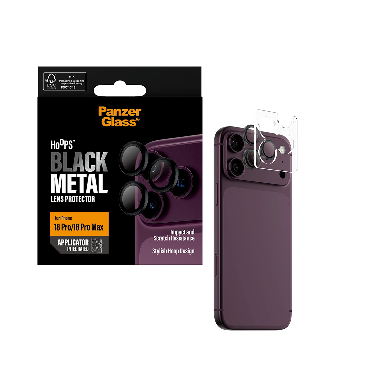 PanzerGlass Hoops iPhone 18 Pro és Pro Max kameralencse-védő - fekete