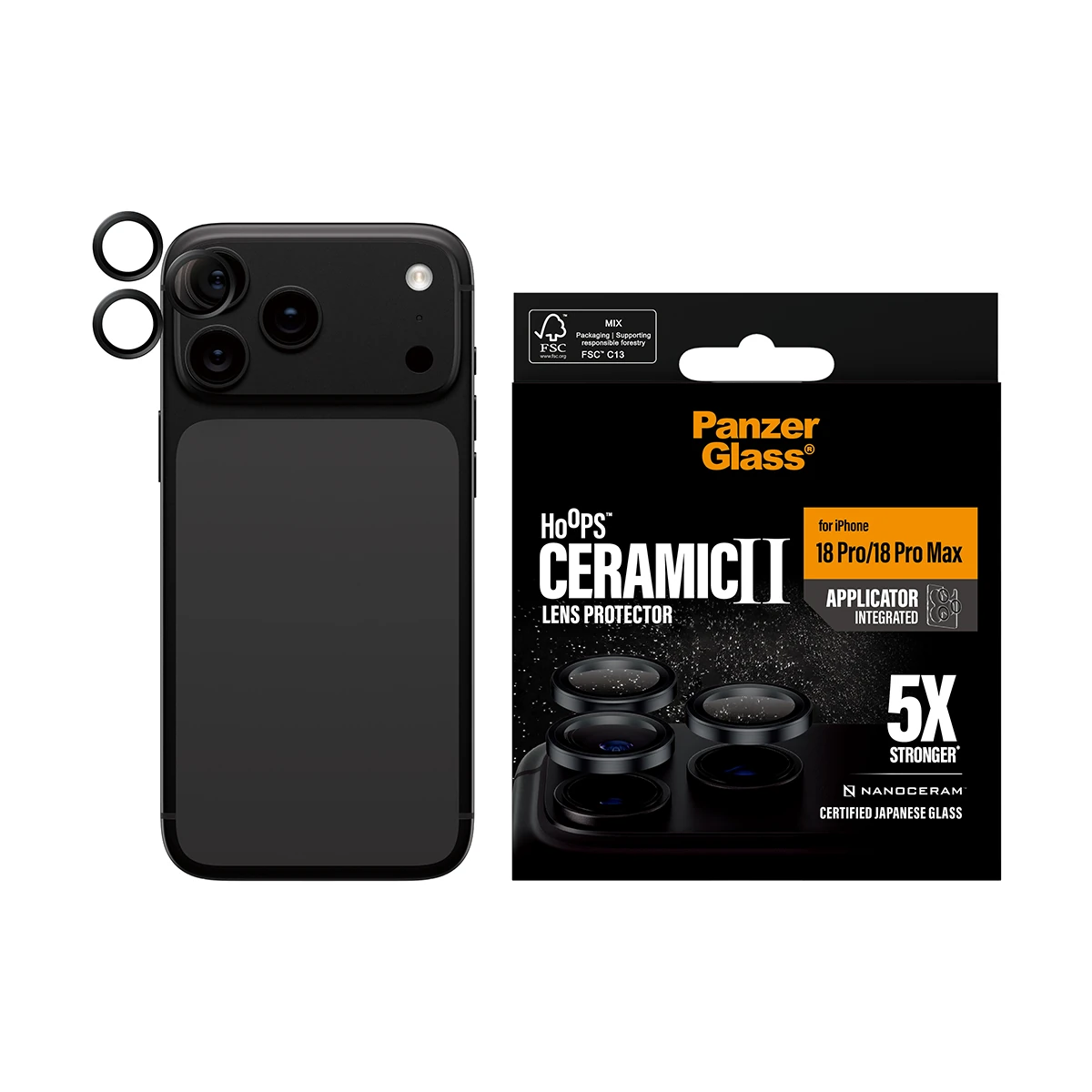 PanzerGlass Hoops iPhone 18 Pro és Pro Max kameralencse-védő - kerámia