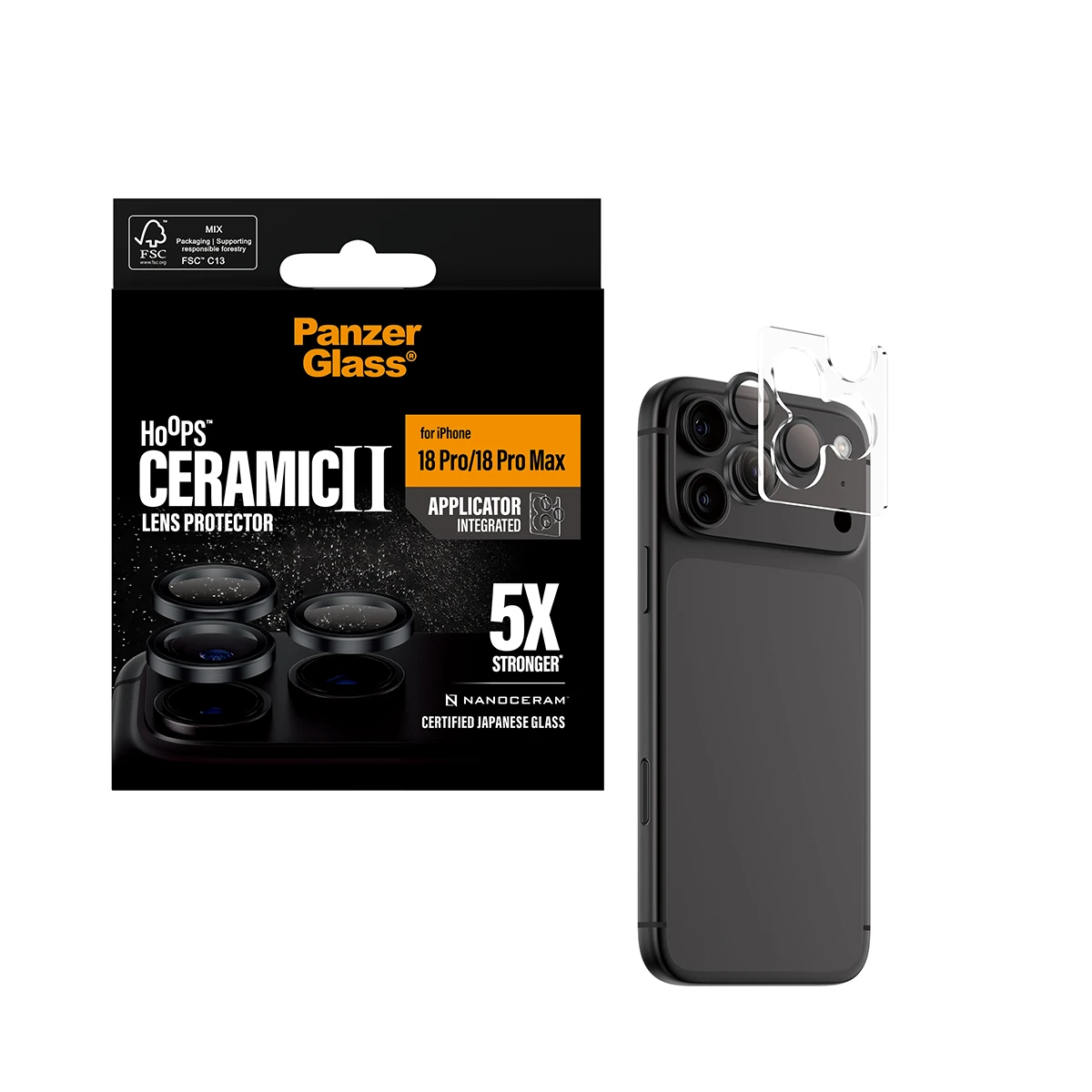 PanzerGlass Hoops iPhone 18 Pro és Pro Max kameralencse-védő - kerámia