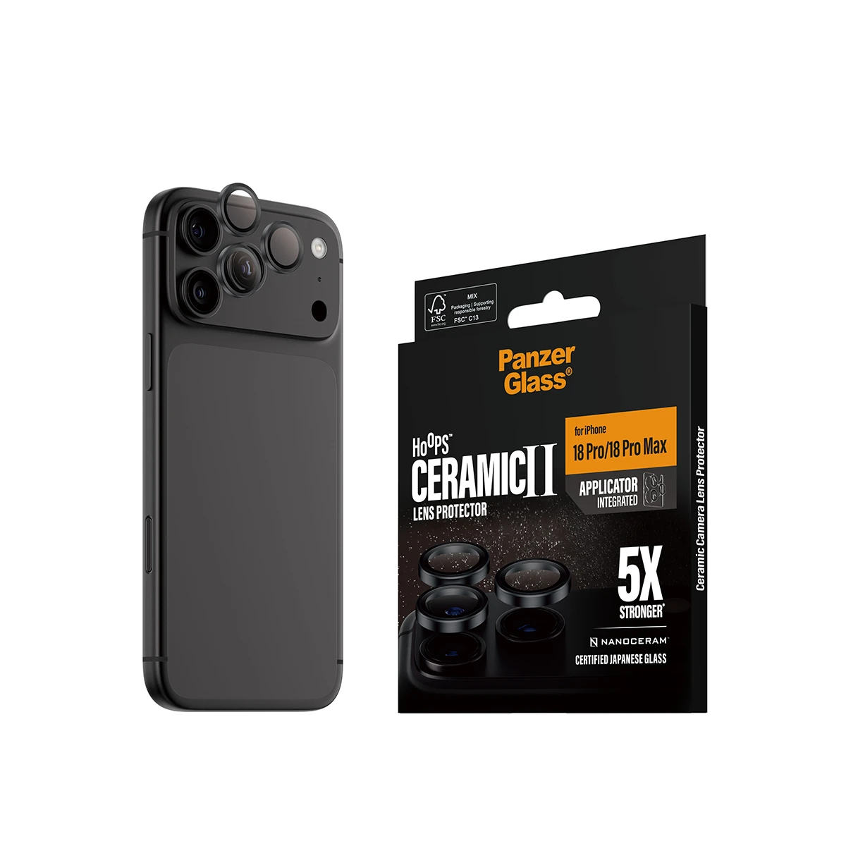 PanzerGlass Hoops iPhone 18 Pro és Pro Max kameralencse-védő - kerámia