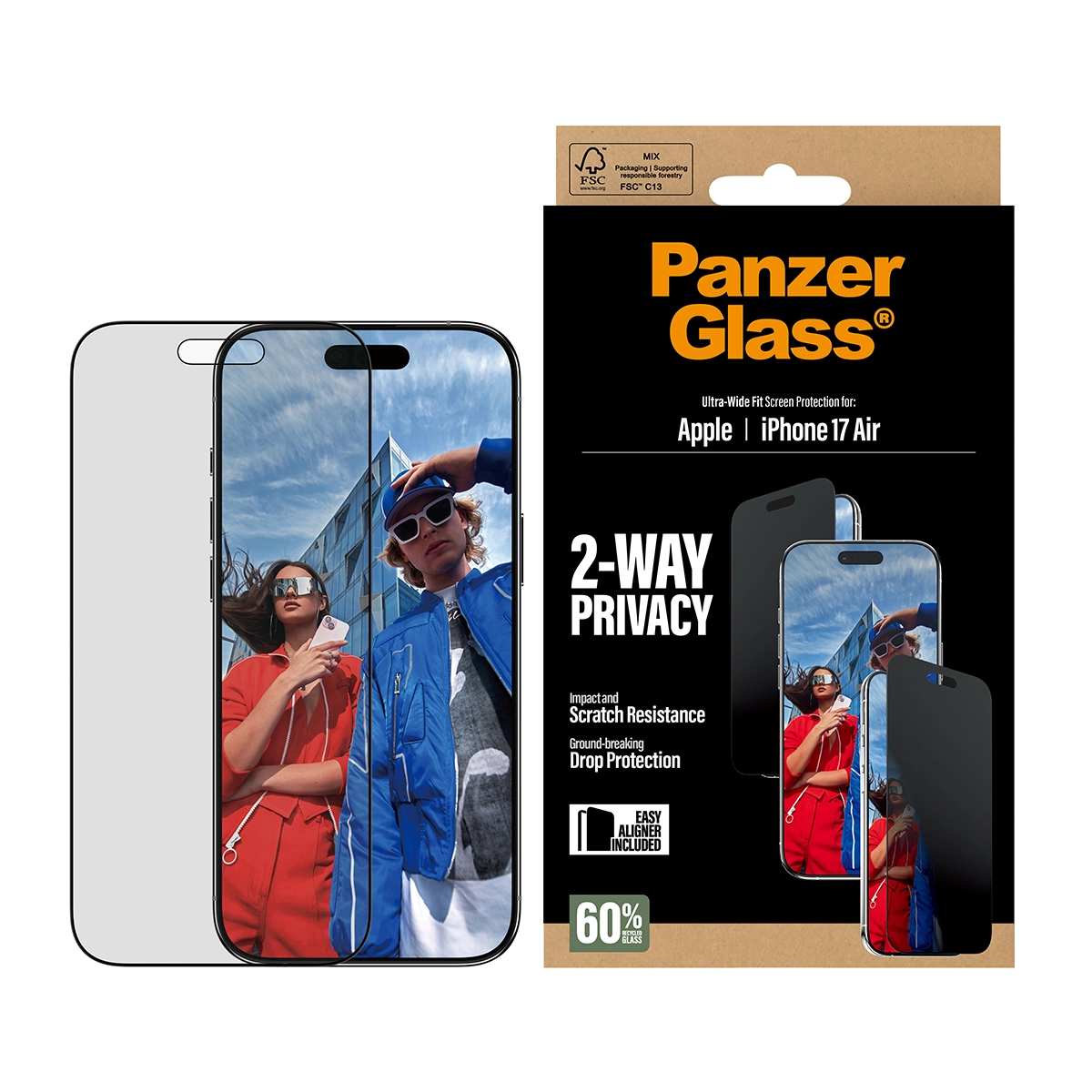 PANZERGLASS Ultra-Wide Fit iPhone Air kijelzővédő üvegfólia - betekintésgátló