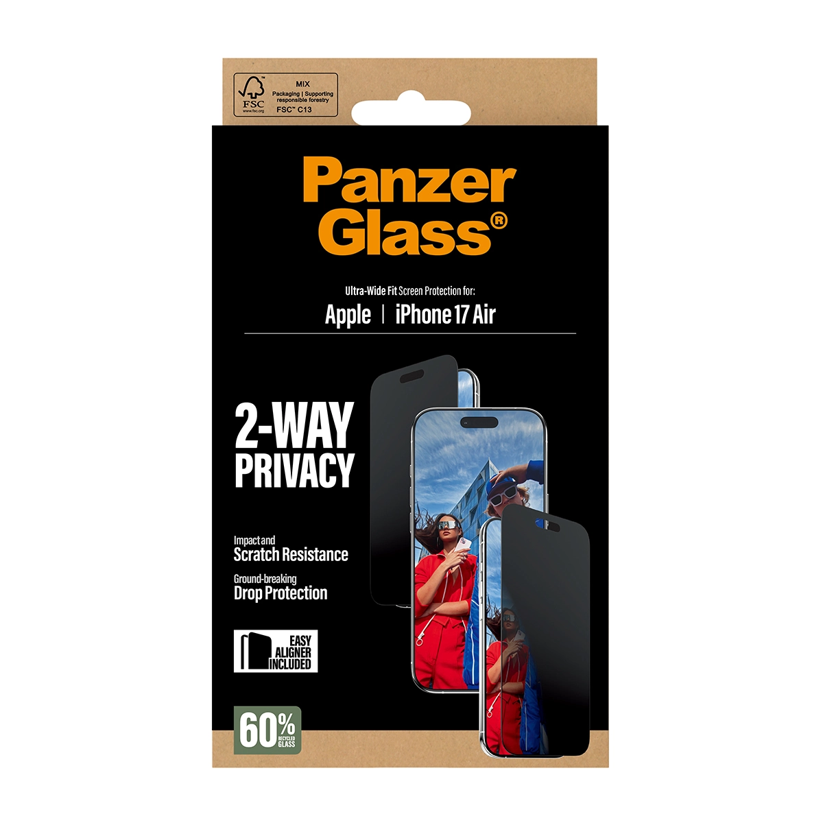 PANZERGLASS Ultra-Wide Fit iPhone Air kijelzővédő üvegfólia - betekintésgátló
