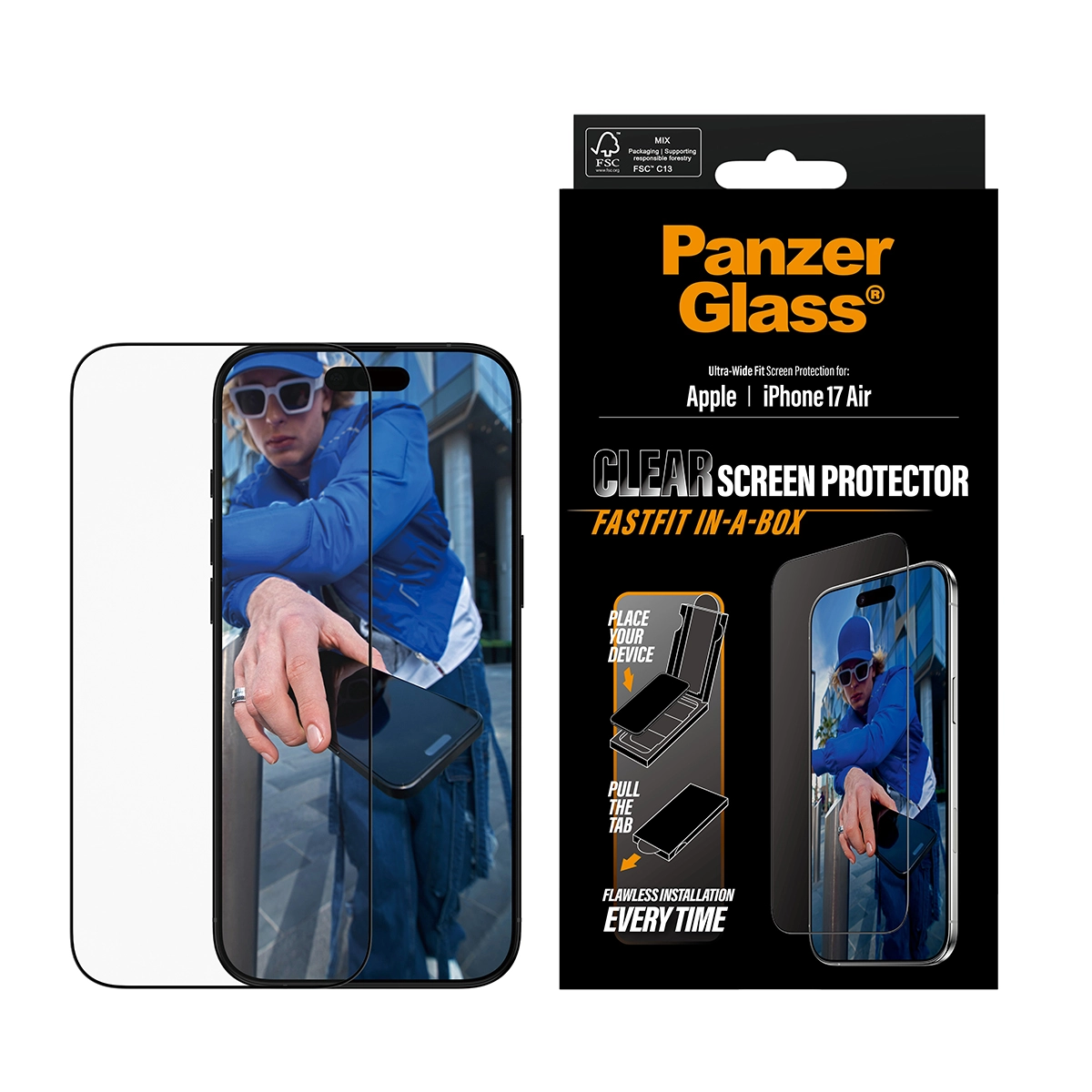 PANZERGLASS Ultra-Wide Fit iPhone Air kijelzővédő üvegfólia Fastfit applikátorral