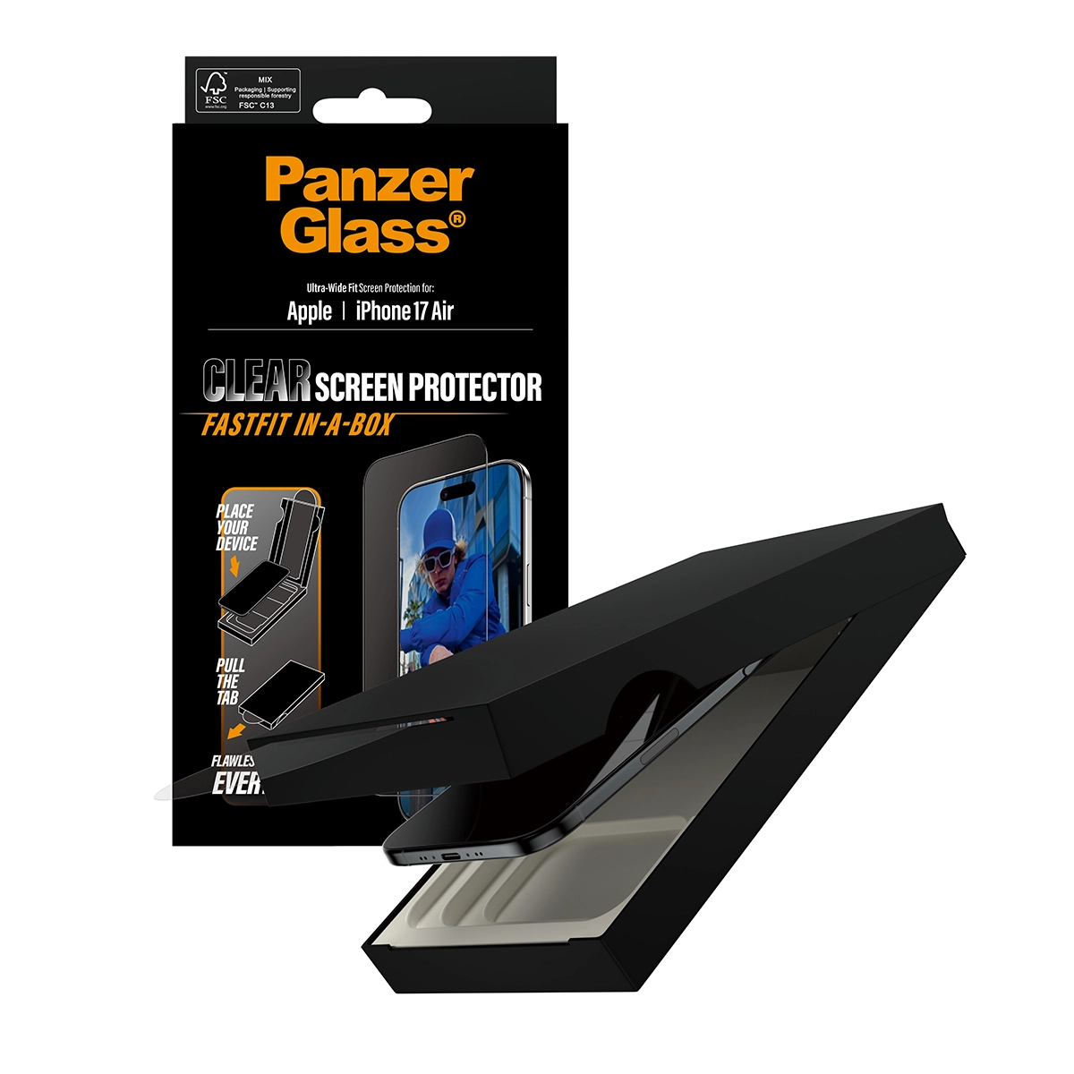 PANZERGLASS Ultra-Wide Fit iPhone Air kijelzővédő üvegfólia Fastfit applikátorral