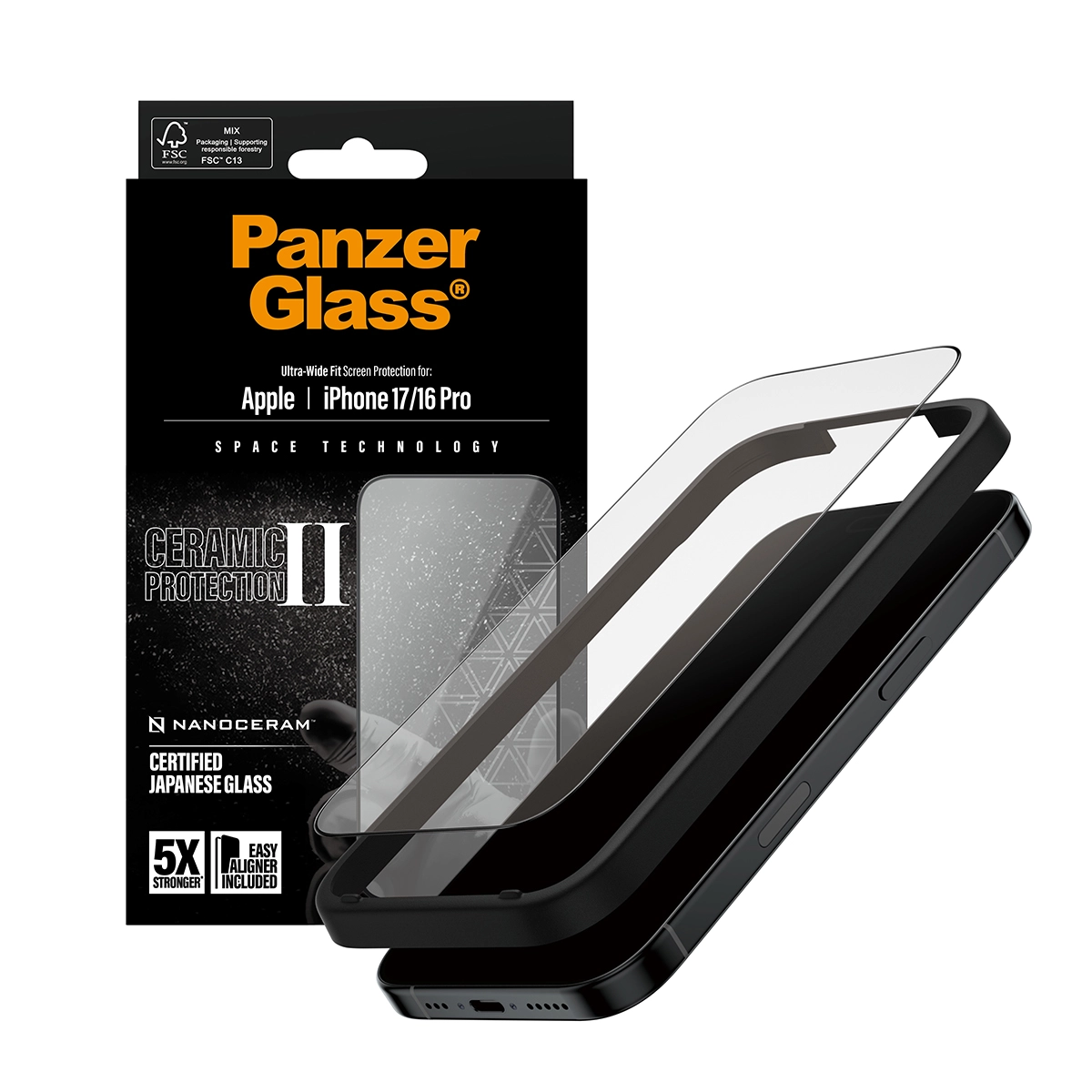 PANZERGLASS Ultra-Wide Fit iPhone 17 / iPhone 16 Pro kijelzővédő fólia - kerámiaüveg