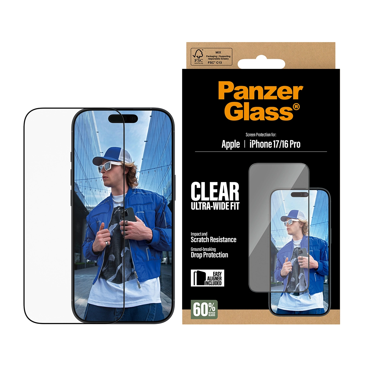 PANZERGLASS Ultra-Wide Fit iPhone 17 / iPhone 16 Pro kijelzővédő üvegfólia