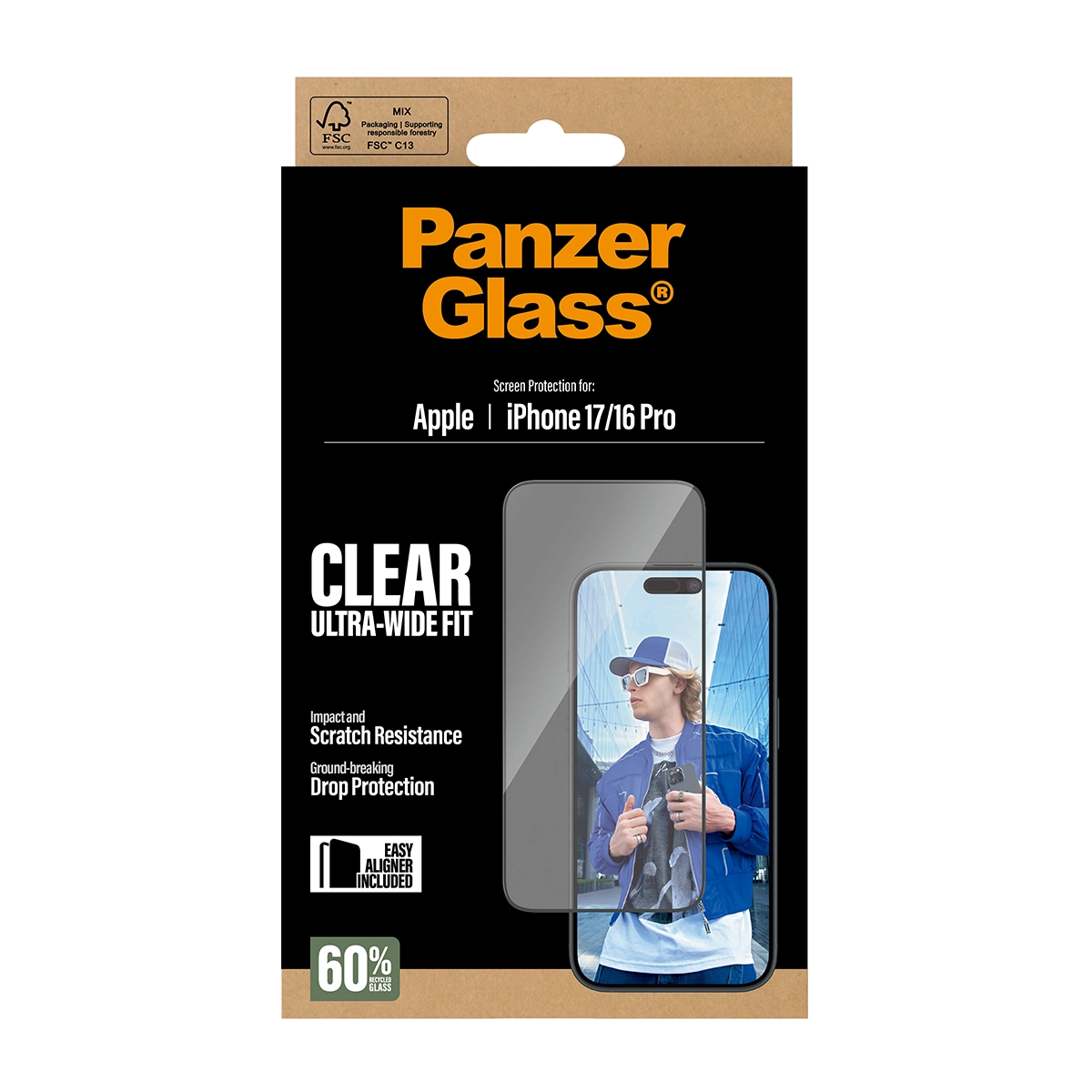 PANZERGLASS Ultra-Wide Fit iPhone 17 / iPhone 16 Pro kijelzővédő üvegfólia