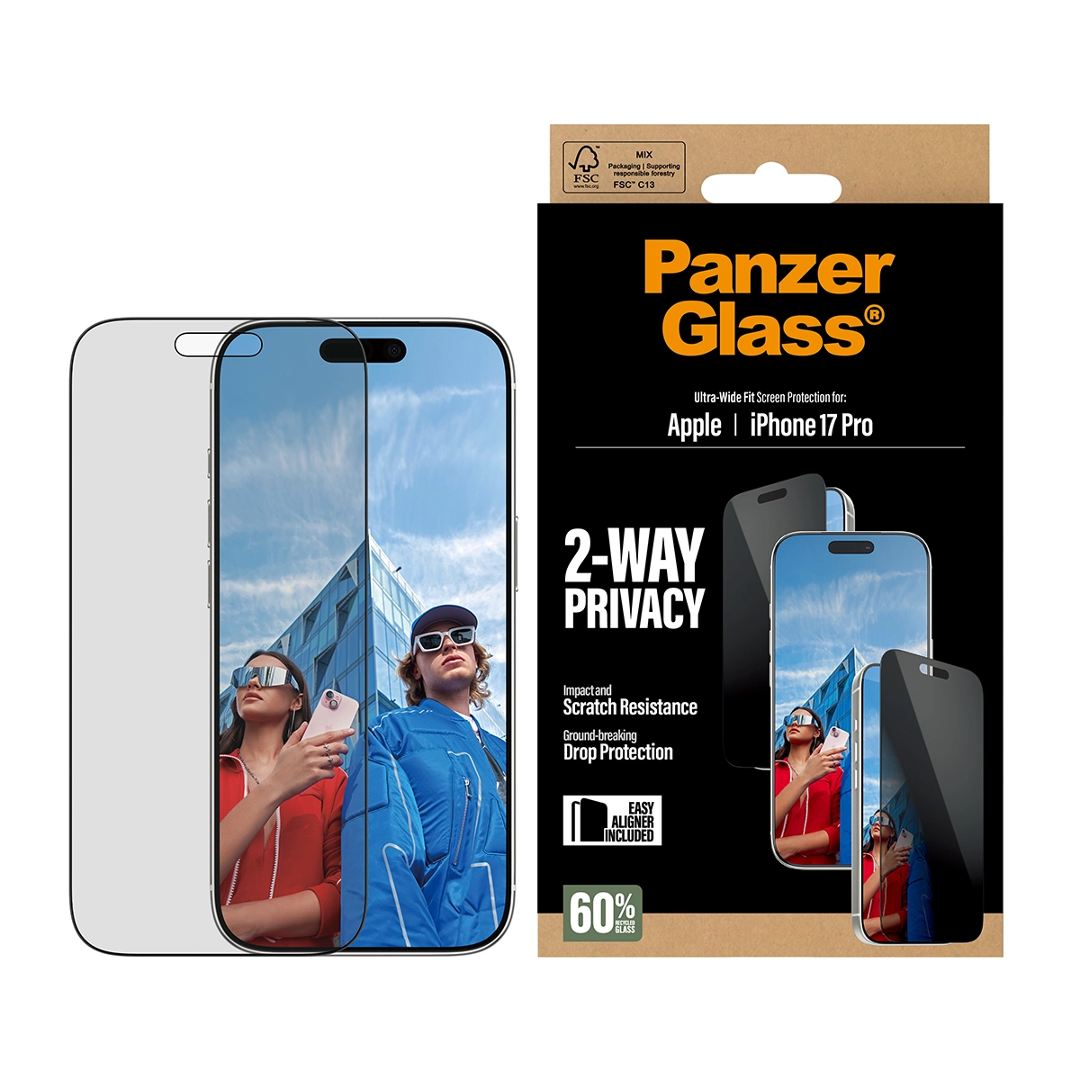 PANZERGLASS Ultra-Wide Fit iPhone 17 Pro kijelzővédő üvegfólia - betekintésgátló