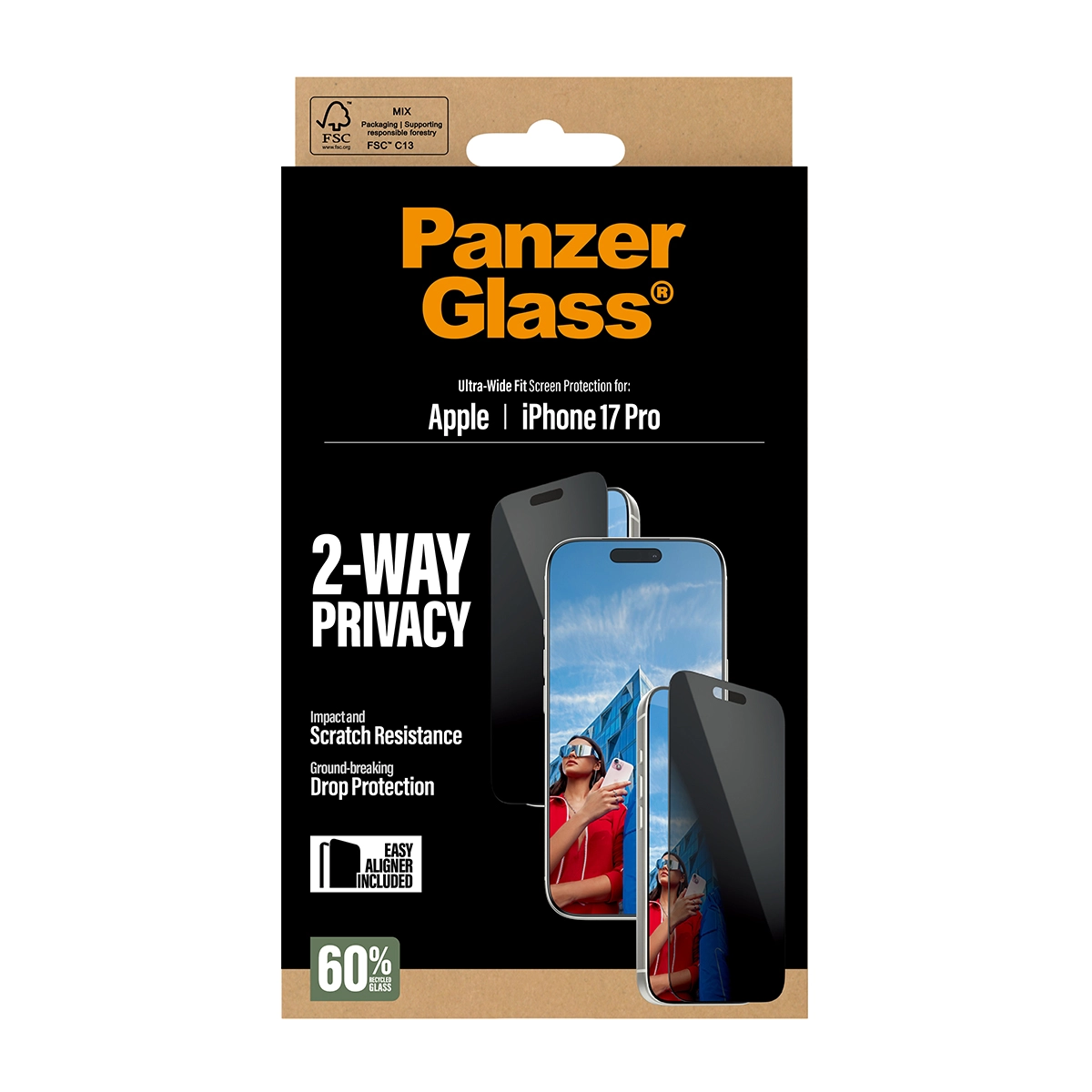 PANZERGLASS Ultra-Wide Fit iPhone 17 Pro kijelzővédő üvegfólia - betekintésgátló