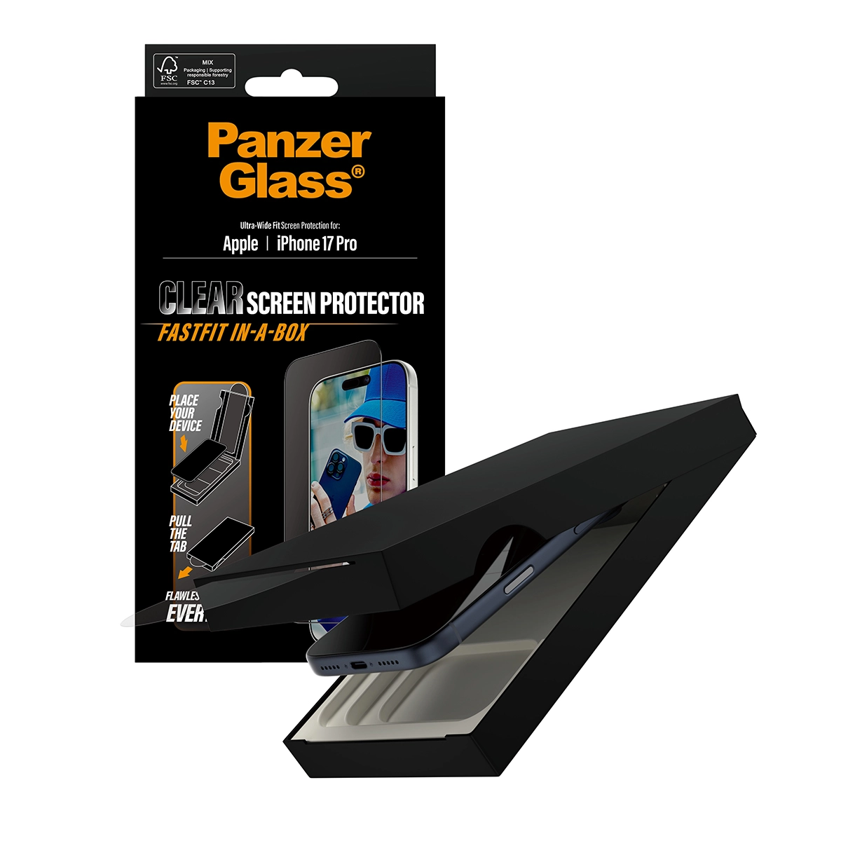 PANZERGLASS Ultra-Wide Fit iPhone 17 Pro kijelzővédő üvegfólia Fastfit applikátorral