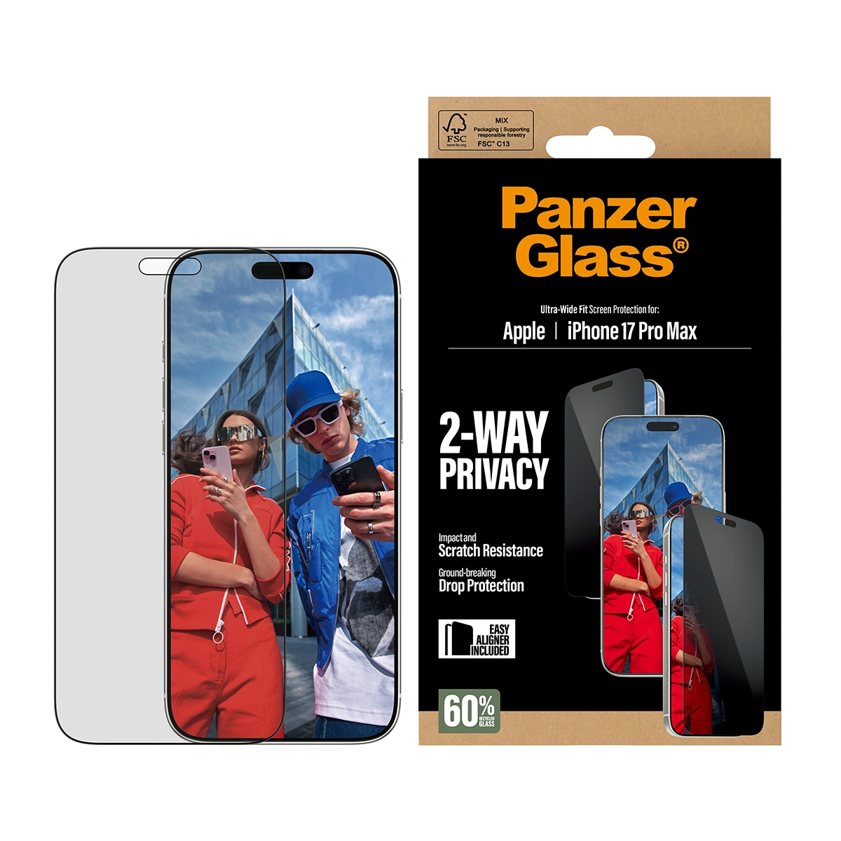 PANZERGLASS Ultra-Wide Fit iPhone 17 Pro Max kijelzővédő üvegfólia - betekintésgátló