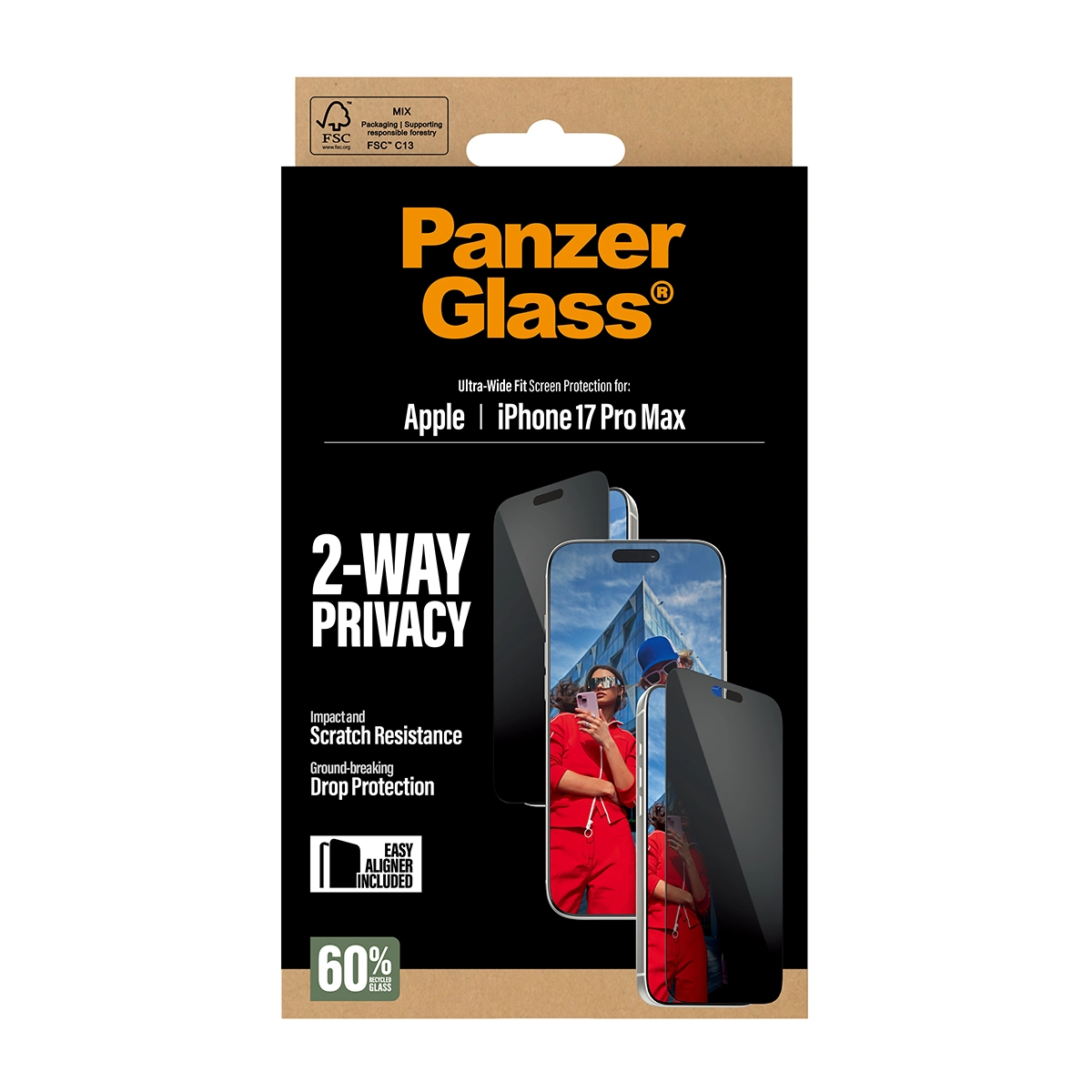 PANZERGLASS Ultra-Wide Fit iPhone 17 Pro Max kijelzővédő üvegfólia - betekintésgátló