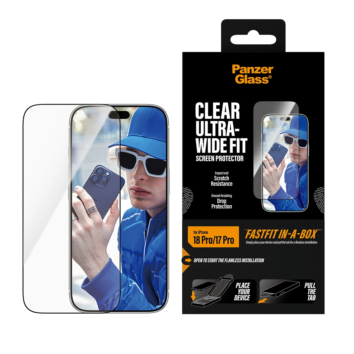 PanzerGlass Ultra-Wide Fit iPhone 18 Pro kijelzővédő üvegfólia Fastfit applikátorral