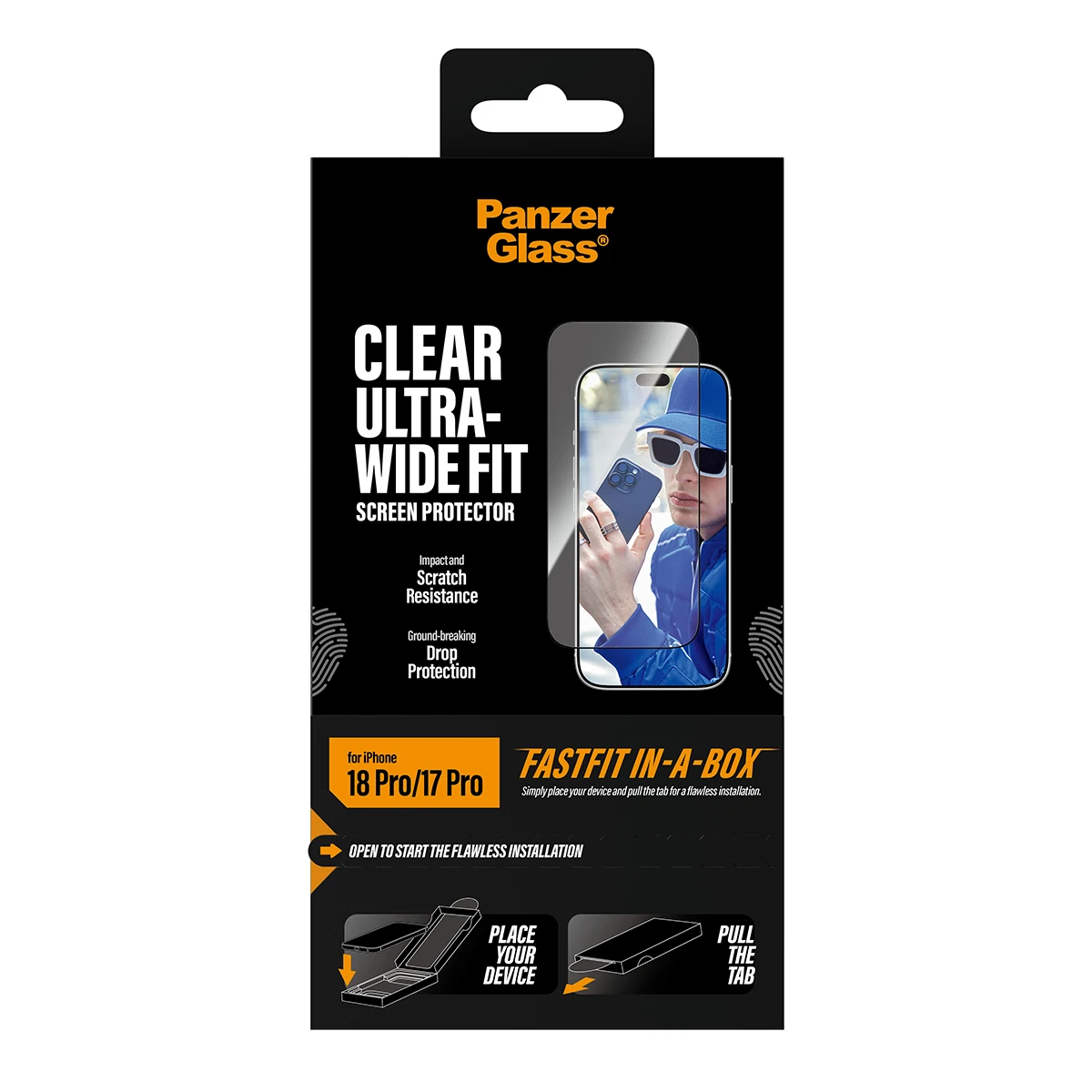 PanzerGlass Ultra-Wide Fit iPhone 18 Pro kijelzővédő üvegfólia Fastfit applikátorral
