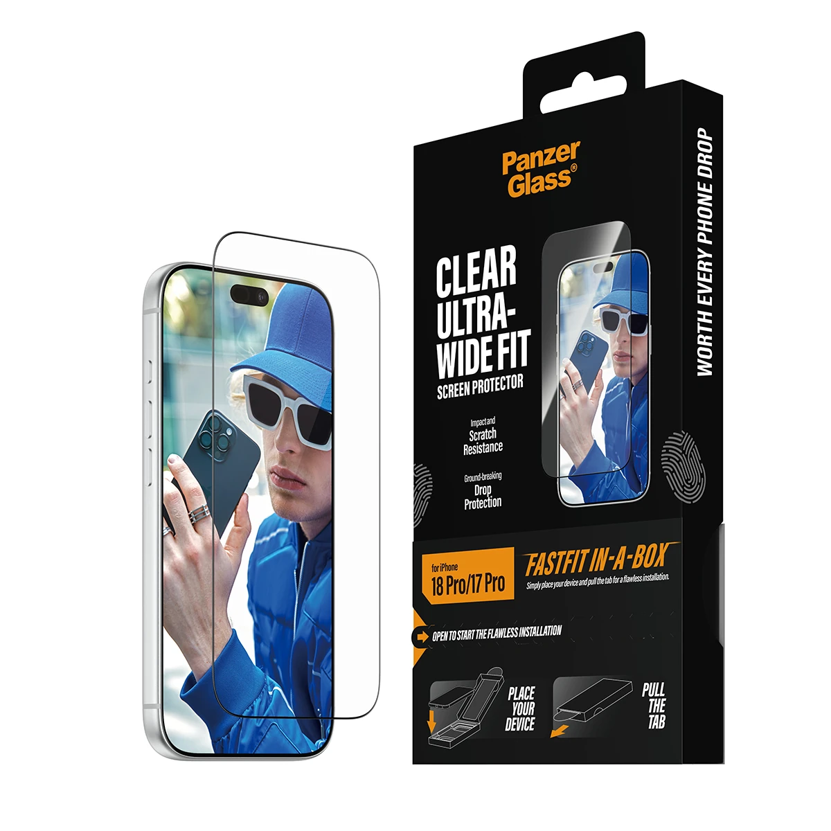 PanzerGlass Ultra-Wide Fit iPhone 18 Pro kijelzővédő üvegfólia Fastfit applikátorral