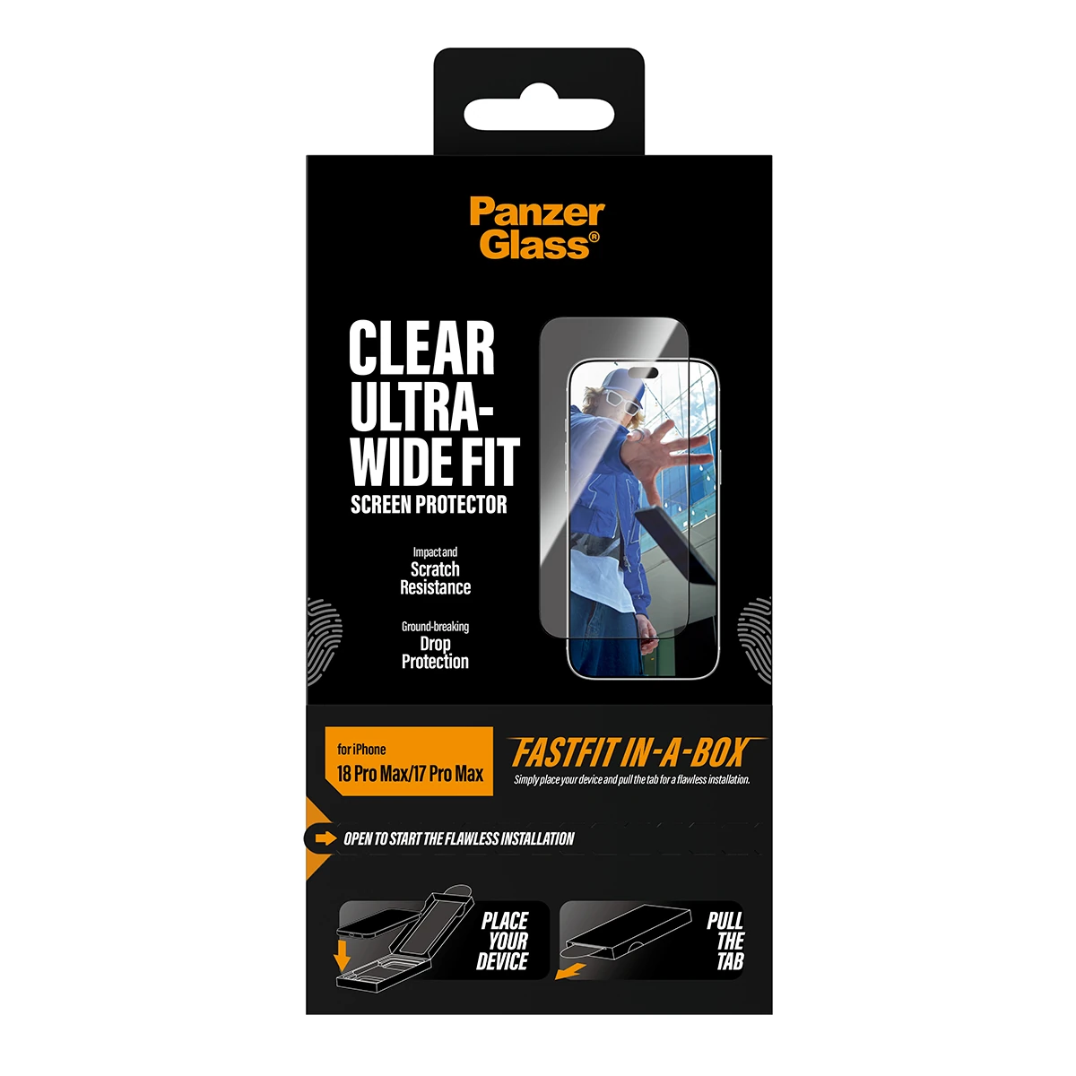 PanzerGlass Ultra-Wide Fit iPhone 18 Pro Max kijelzővédő üvegfólia Fastfit applikátorral