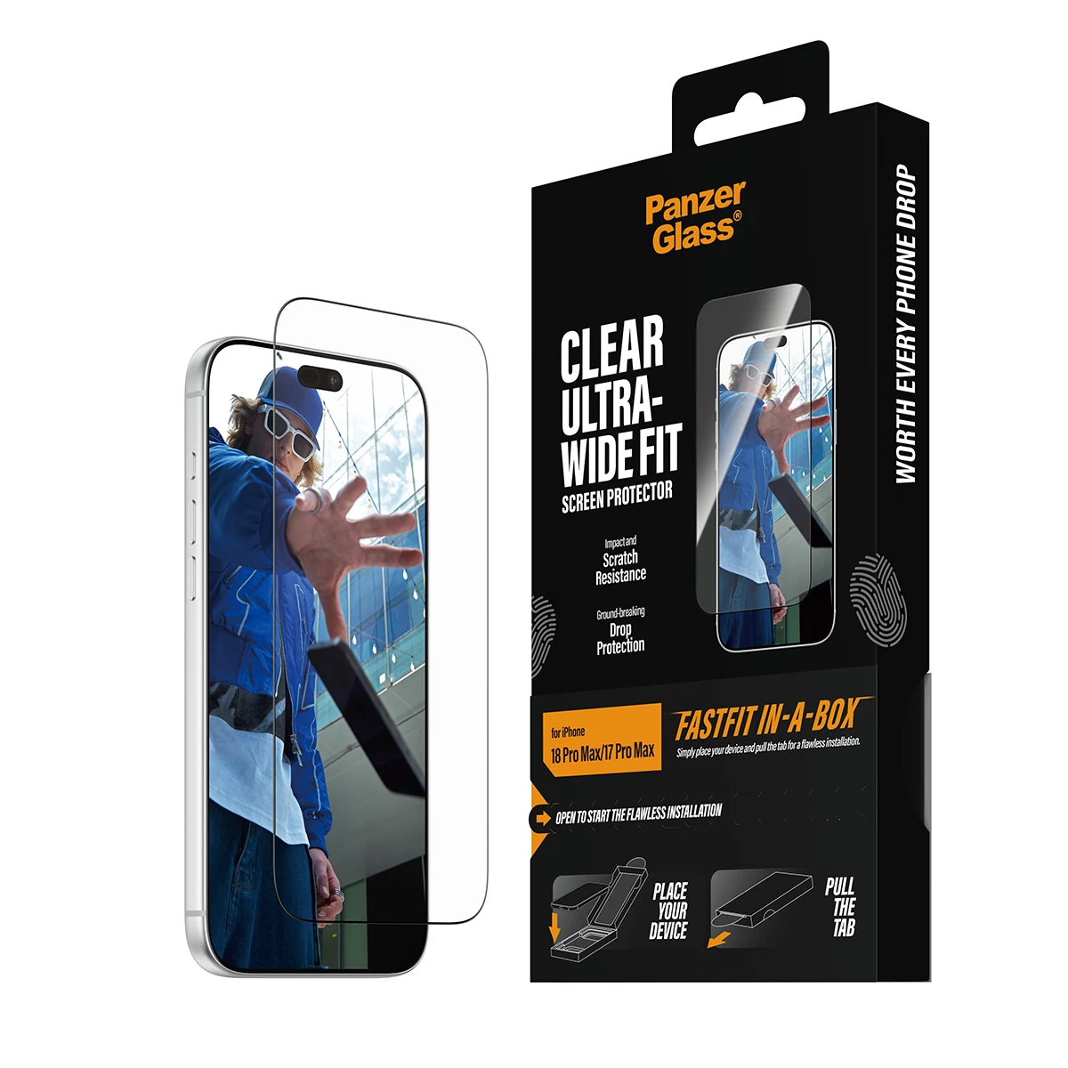 PanzerGlass Ultra-Wide Fit iPhone 18 Pro Max kijelzővédő üvegfólia Fastfit applikátorral