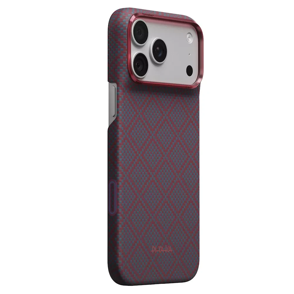 Pitaka Argyle Edge iPhone 18 Pro tok - blue's red