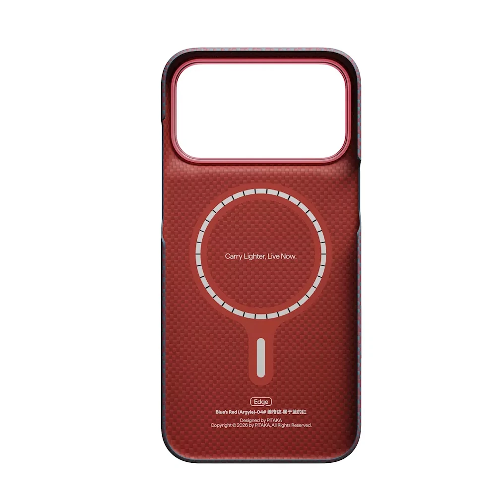 Pitaka Argyle Edge iPhone 18 Pro tok - blue's red