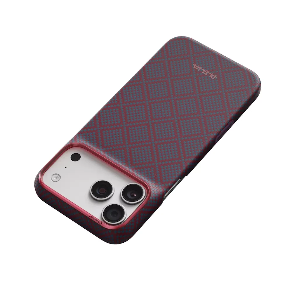 Pitaka Argyle Edge iPhone 18 Pro tok - blue's red