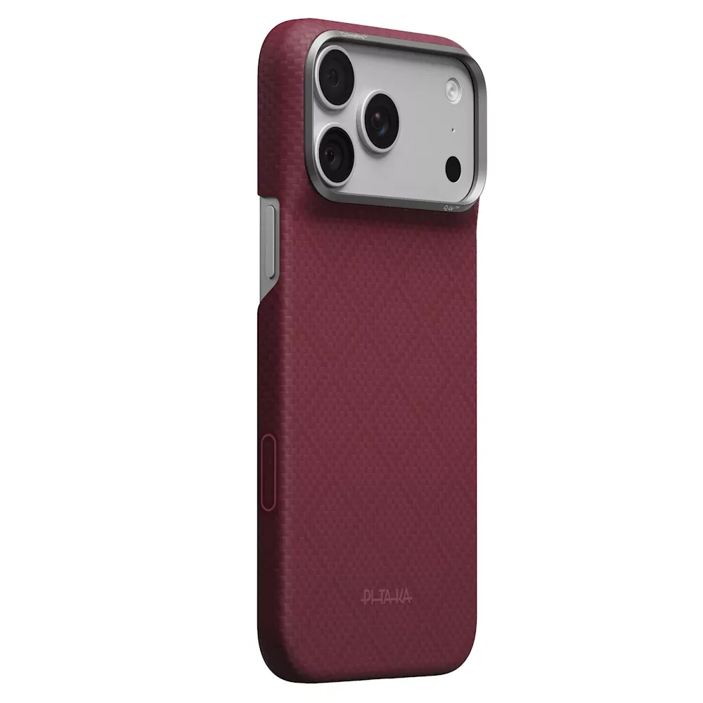 Pitaka Argyle Edge iPhone 18 Pro tok - burgundi