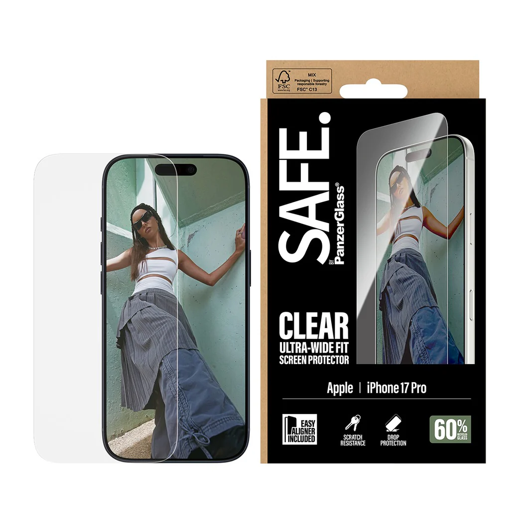 SAFE. by PanzerGlass® iPhone 17 Pro | Ultra-Wide Fit kijelzővédő fólia applikátorral