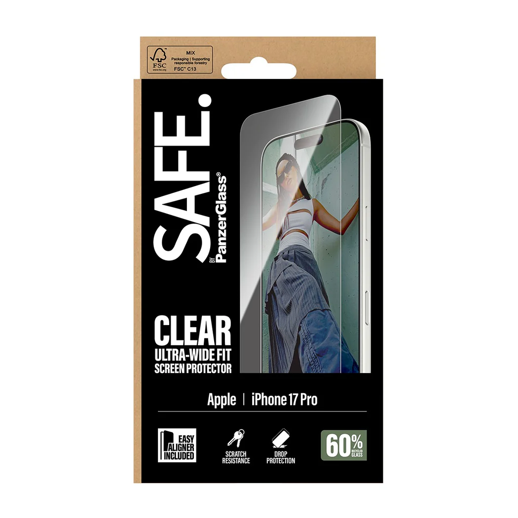 SAFE. by PanzerGlass® iPhone 17 Pro | Ultra-Wide Fit kijelzővédő fólia applikátorral