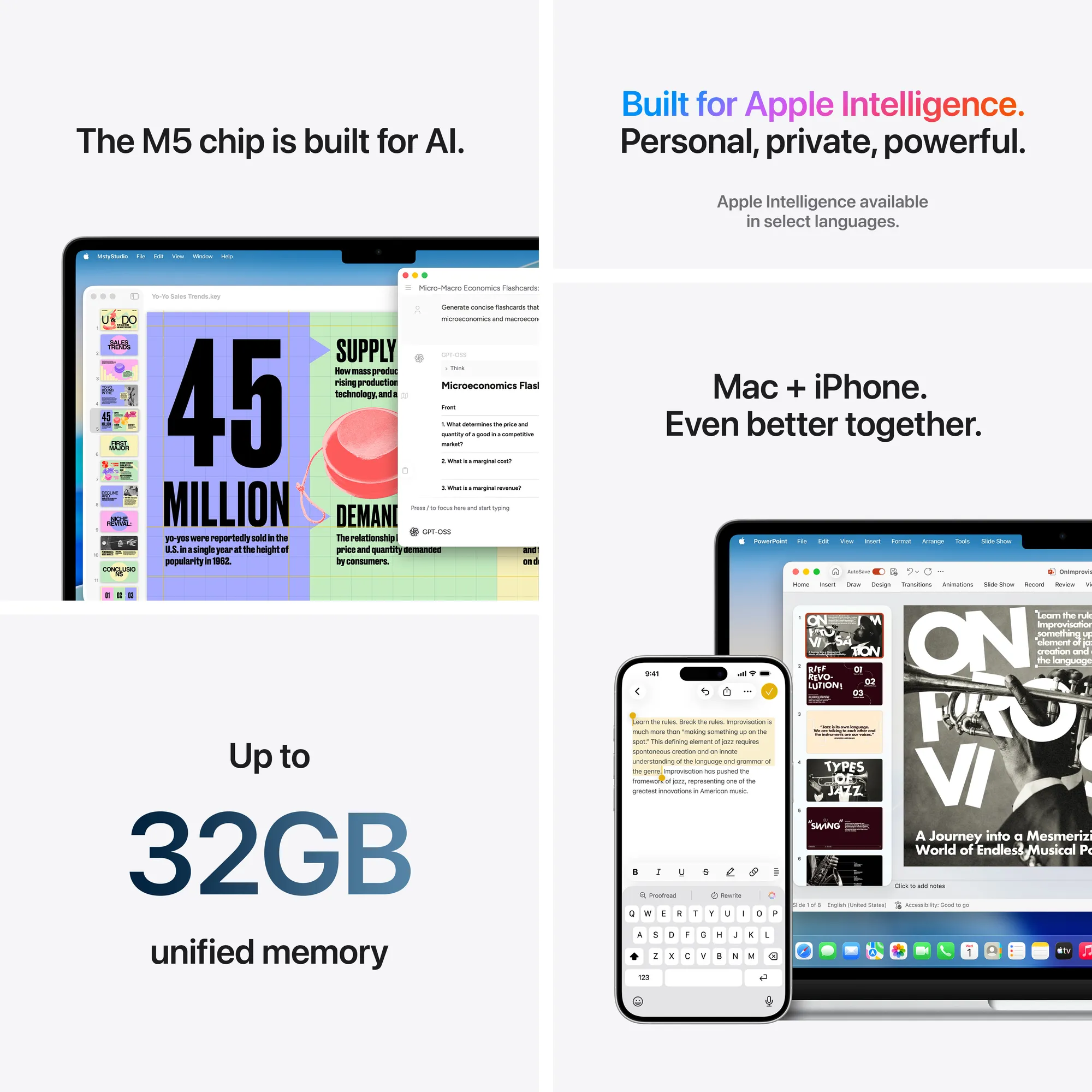 13 hüvelykes MacBook Air: M5 chip, 10-magos CPU, 10-magos GPU, 32GB RAM, 1TB SSD - ezüst