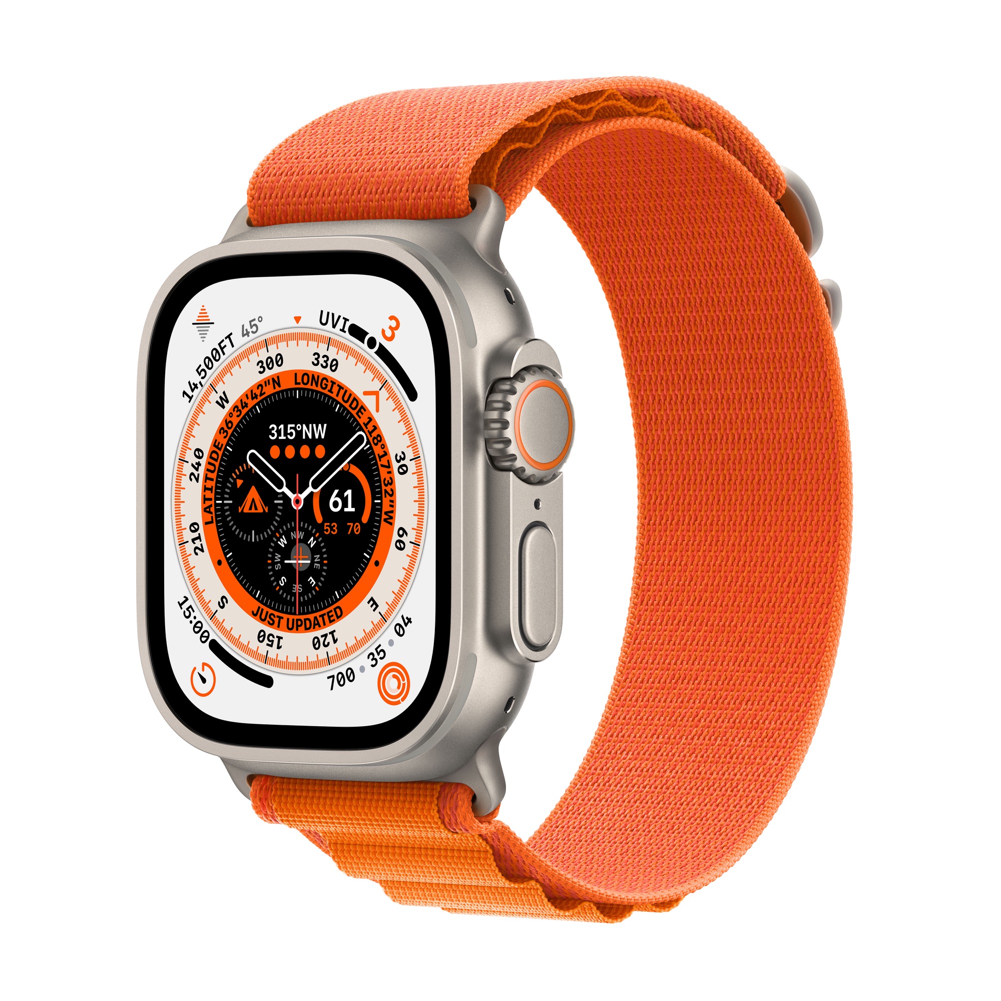 APPLE Watch Ultra GPS + Cellular, 49mm Titanium Case with Orange Alpine Loop - Medium