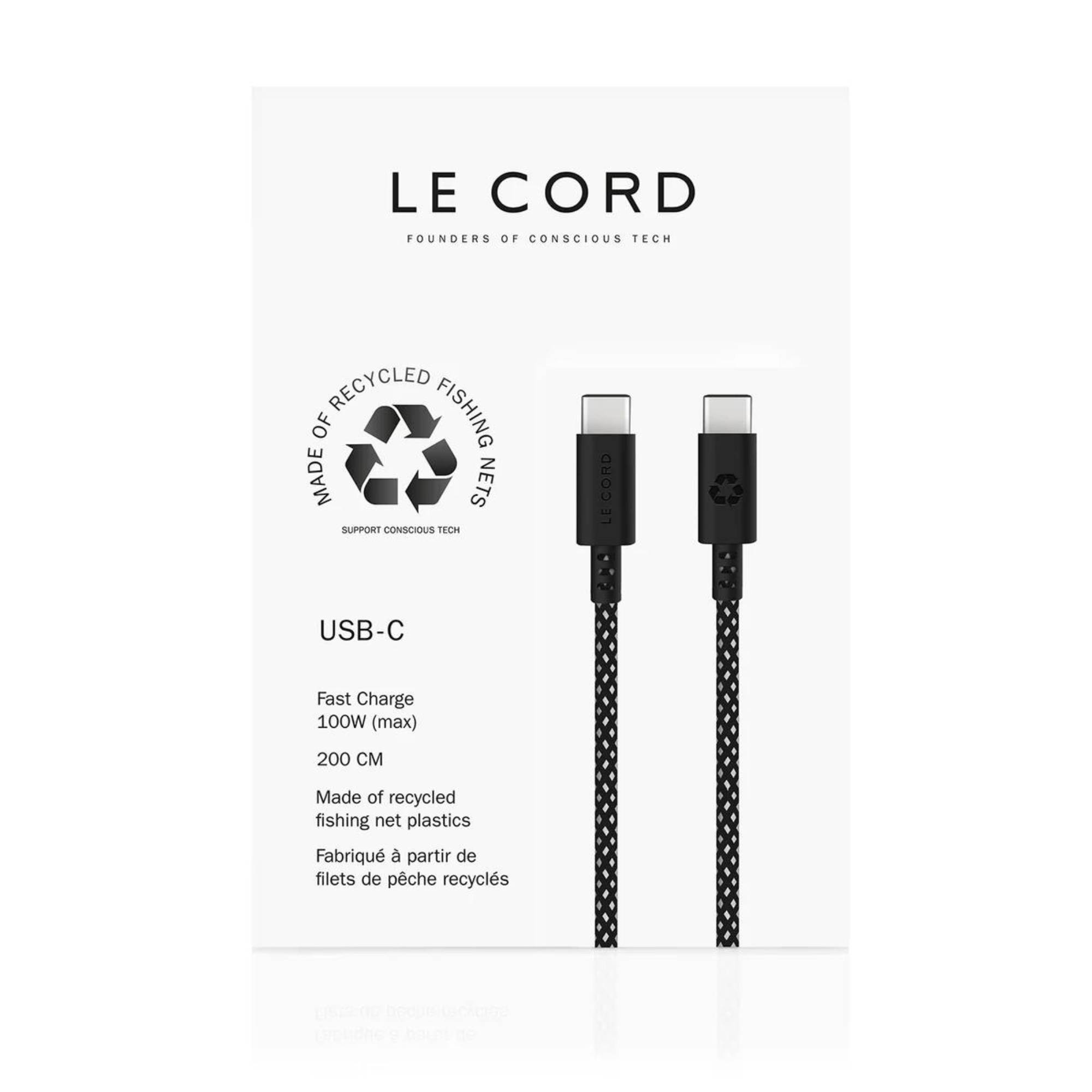 LeCord Ghost NET USB-C kábel 2m - fekete