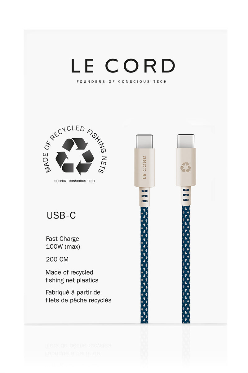 LeCord Ghost NET USB-C kábel 2m - tengerkék