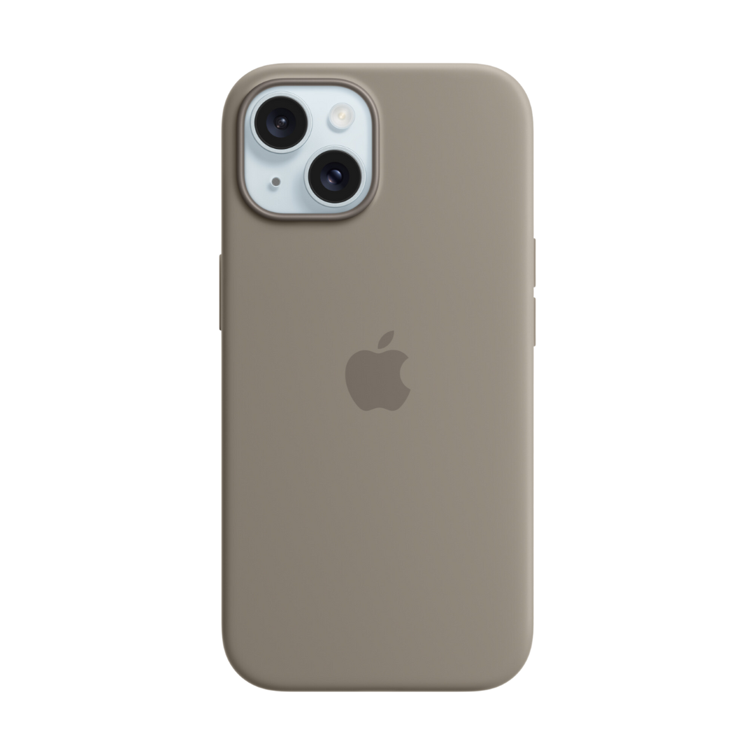 MagSafe-rögzítésű iPhone 15-szilikontok - agyag