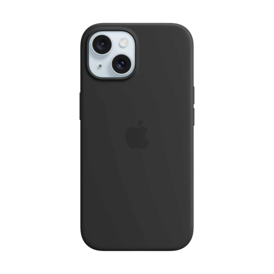 MagSafe-rögzítésű iPhone 15-szilikontok - fekete