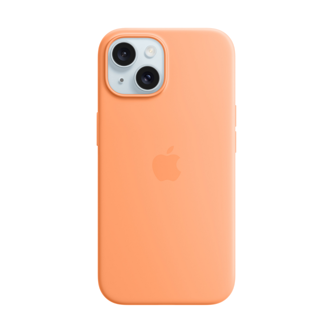 MagSafe-rögzítésű iPhone 15-szilikontok - narancssörbet