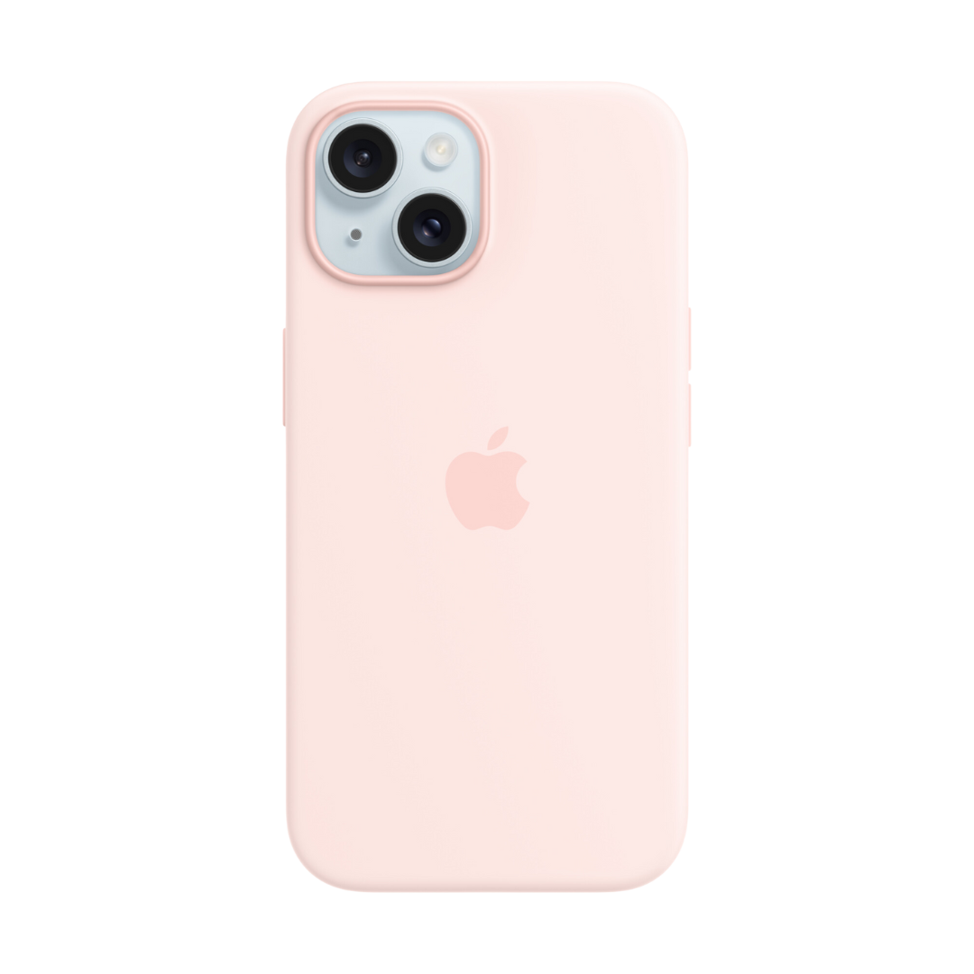 MagSafe-rögzítésű iPhone 15-szilikontok - világos rózsaszín