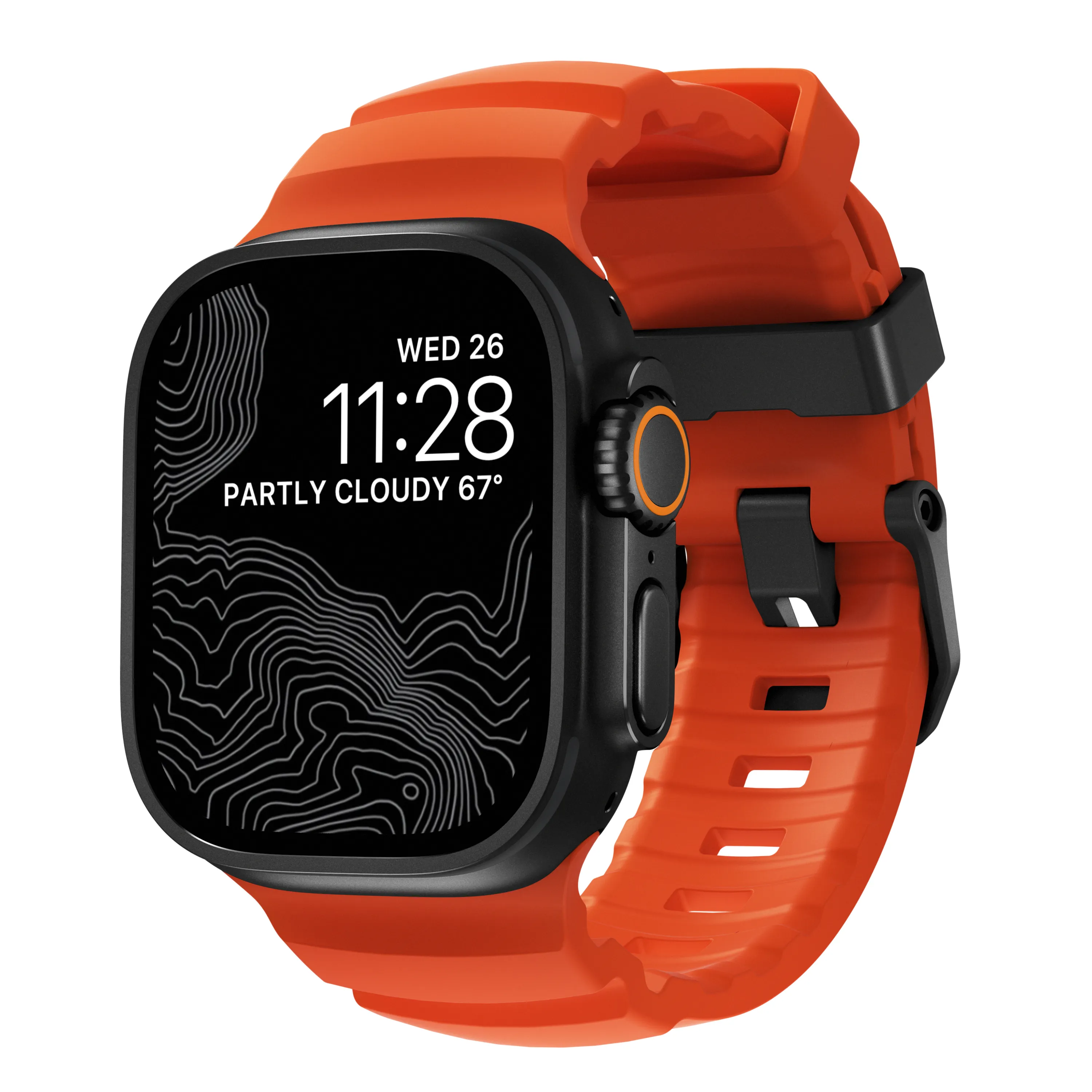 NOMAD Rocky Point Apple Watch 44/45/46/49mm gumi sportszíj fekete csattal - magma