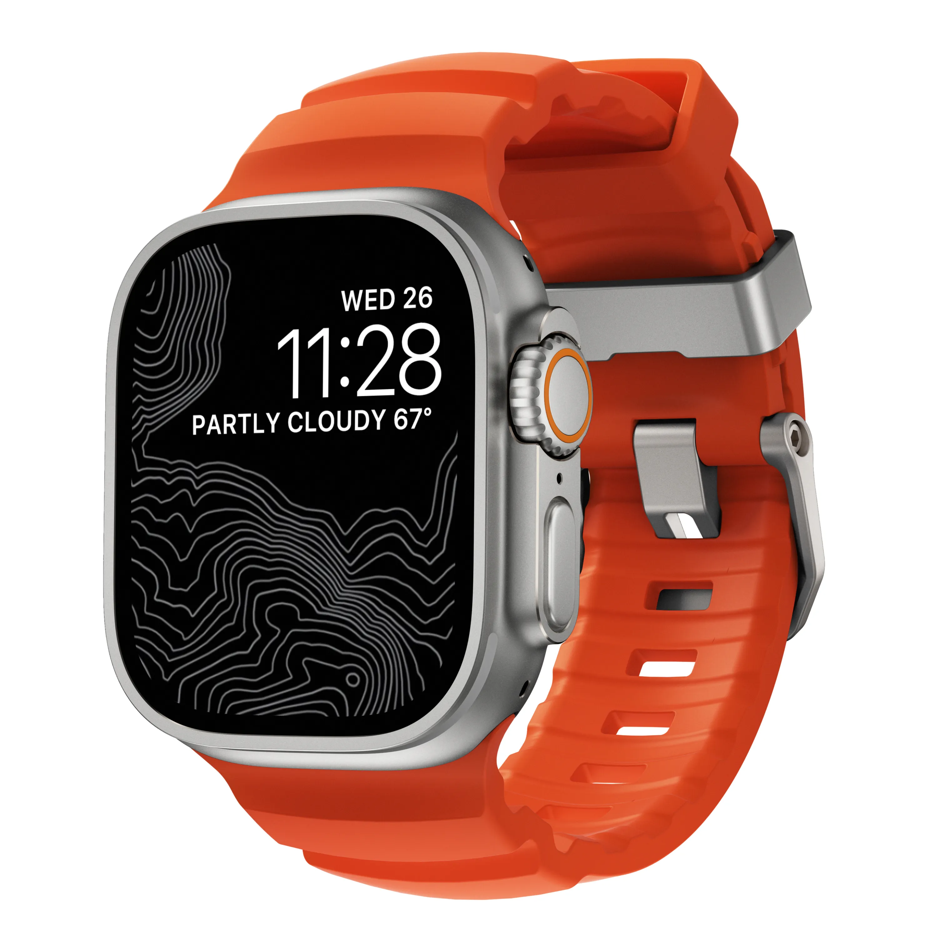 NOMAD Rocky Point Apple Watch 44/45/46/49mm gumi sportszíj natúr csattal - magma