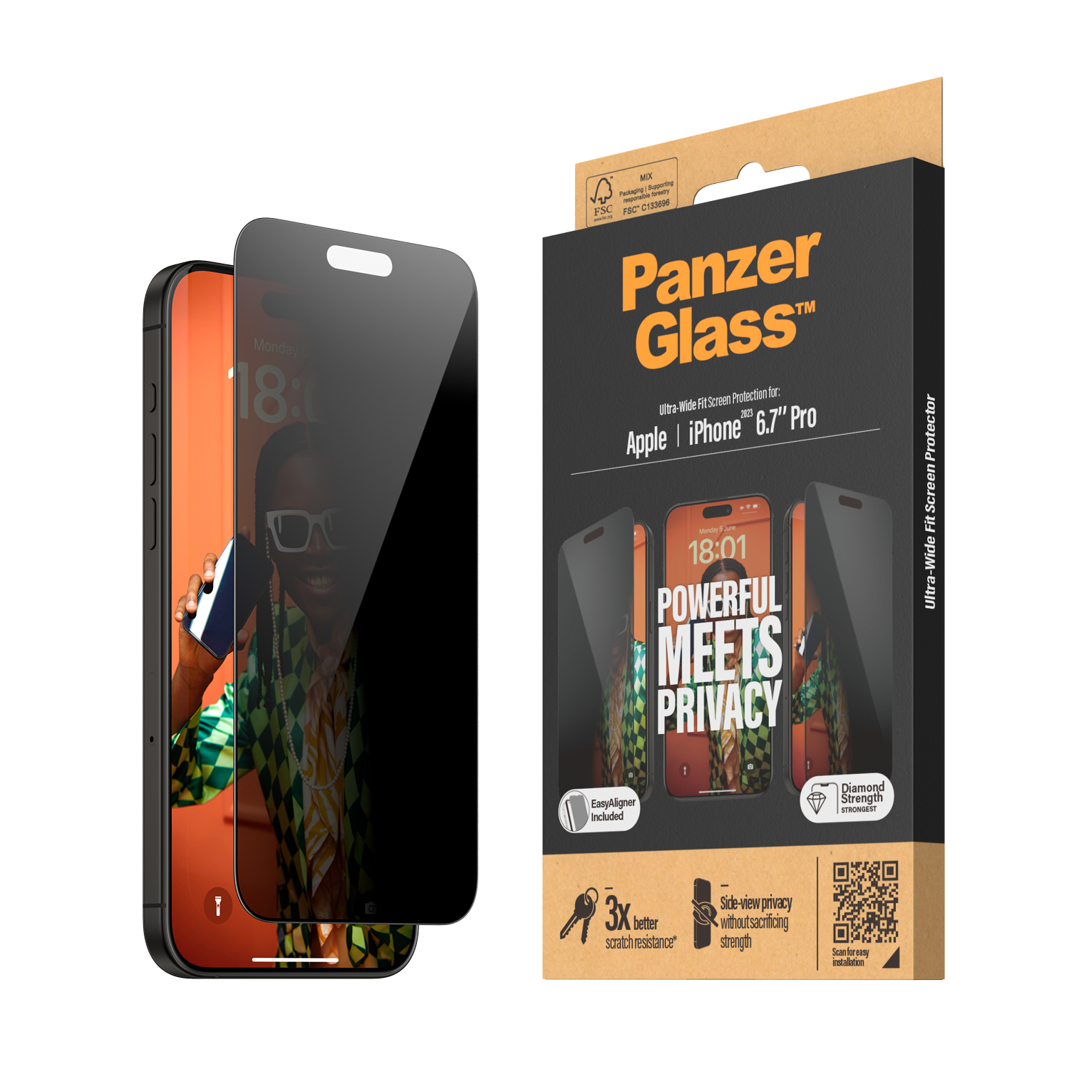 PANZER GLASS Ultra-Wide Fit iPhone 15 Pro Max kijelzővédő üvegfólia - Betekintés gátló