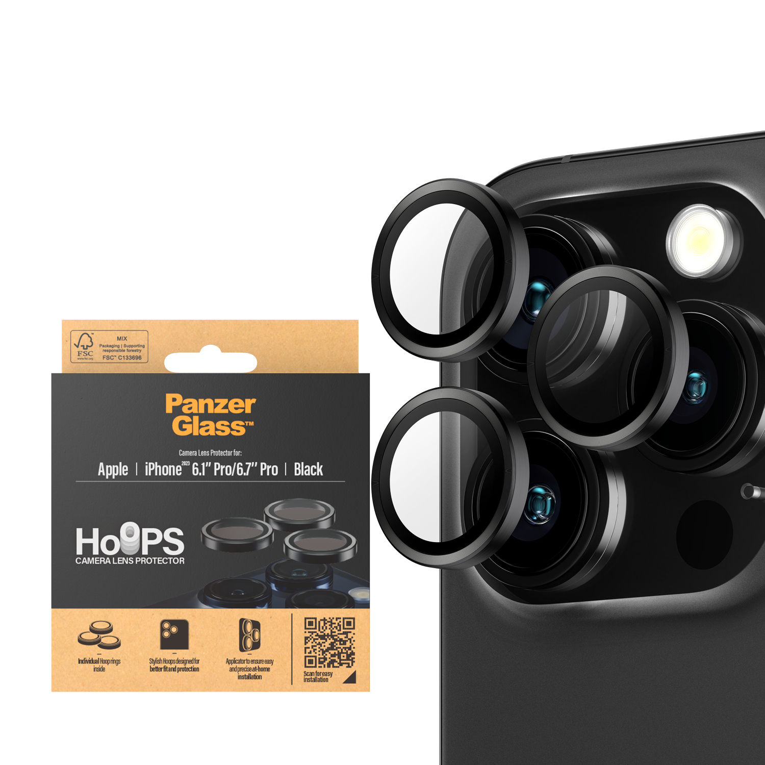 PANZERGLASS Hoops kameralencse-védő iPhone 15 Pro és iPhone 15 Pro Max modellre