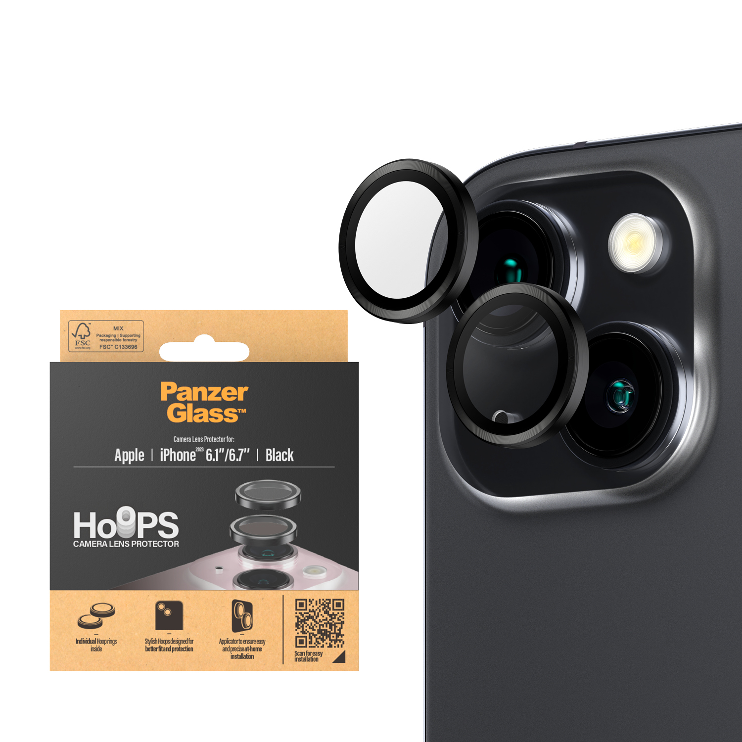 PANZERGLASS Hoops kameralencse-védő iPhone 15 és iPhone 15 Plus modellre