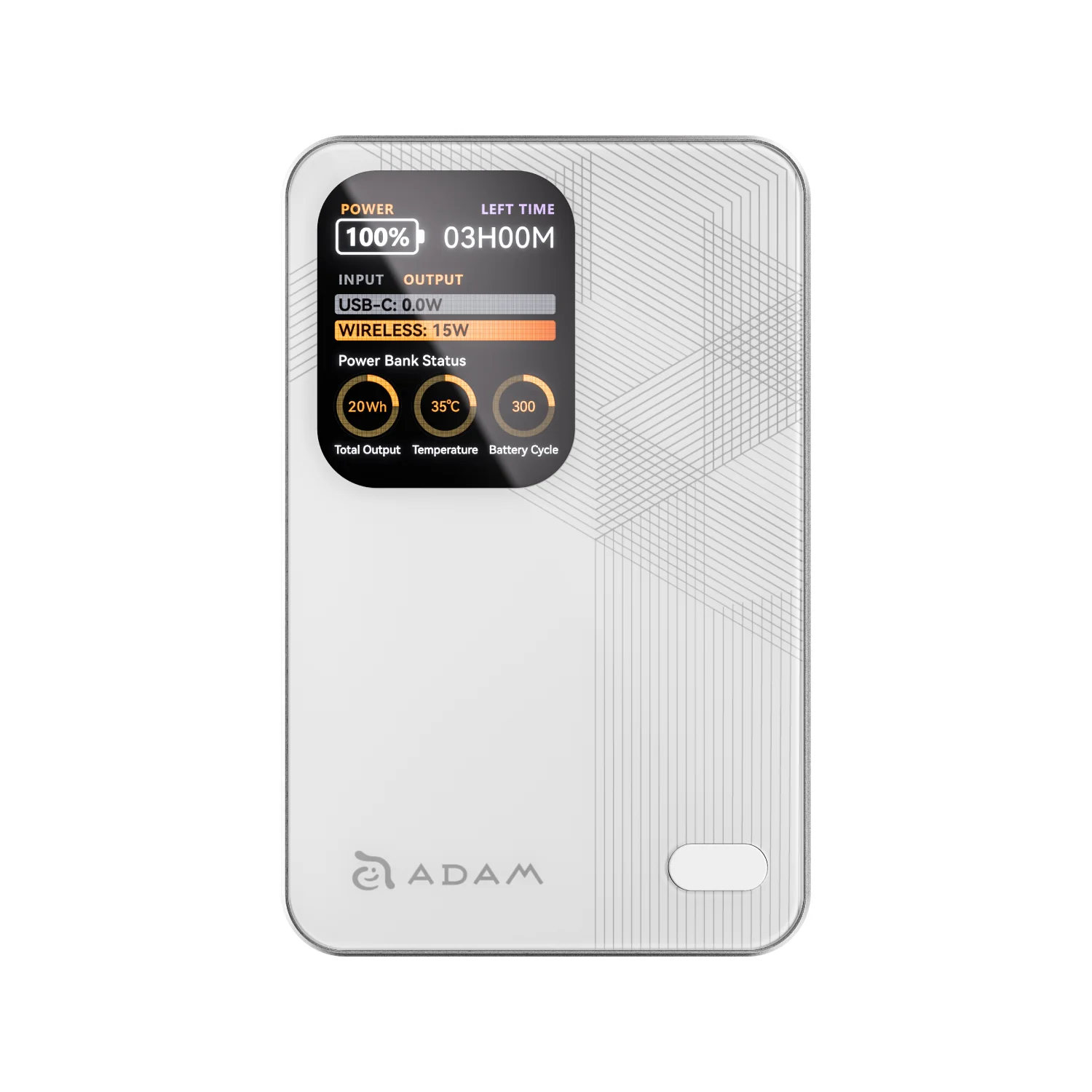 ADAM elements VIONTA M10 10 000 mAh mágneses vezeték nélküli powerbank kijelzővel - fehér