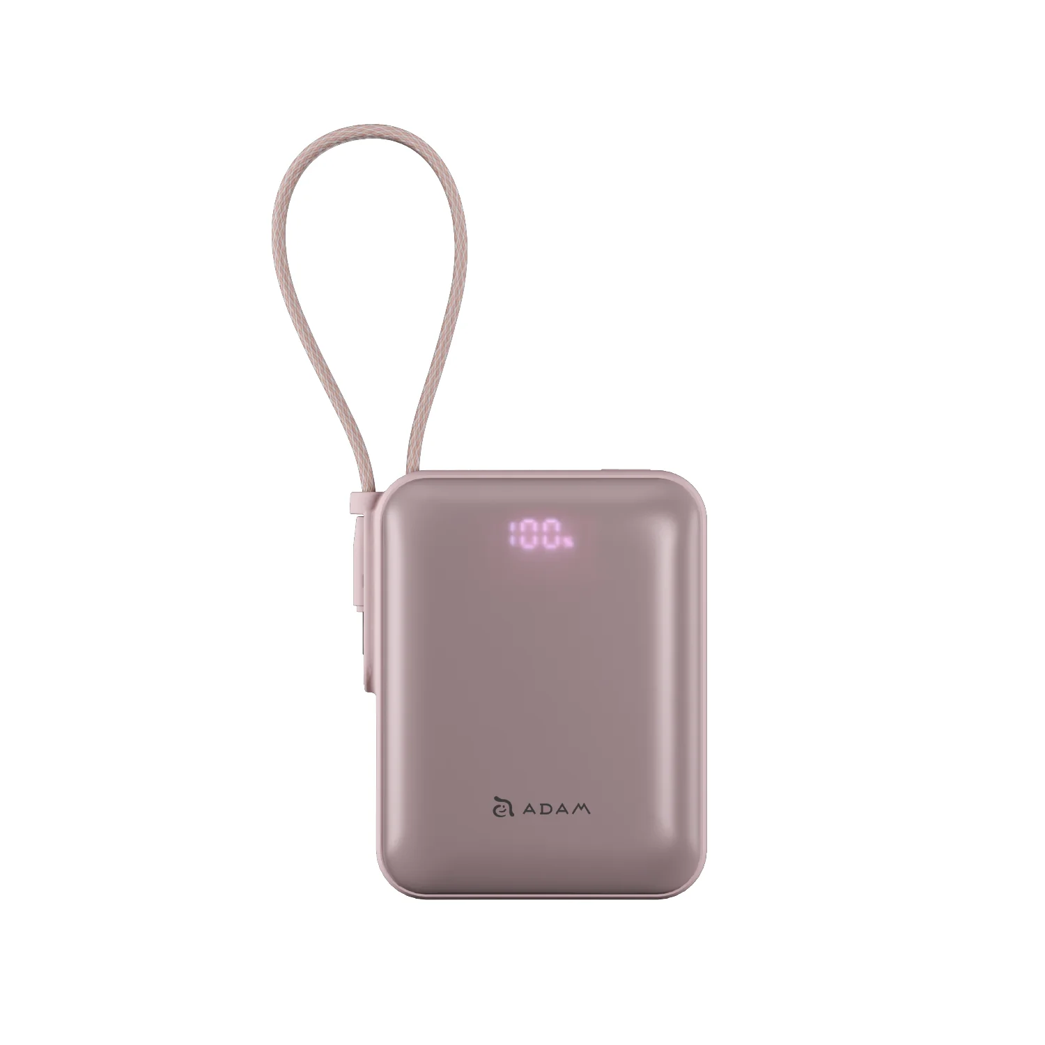 ADAM elements VIONTA Q 10 000 mAh kompakt powerbank beépített kábellel - rózsaszín